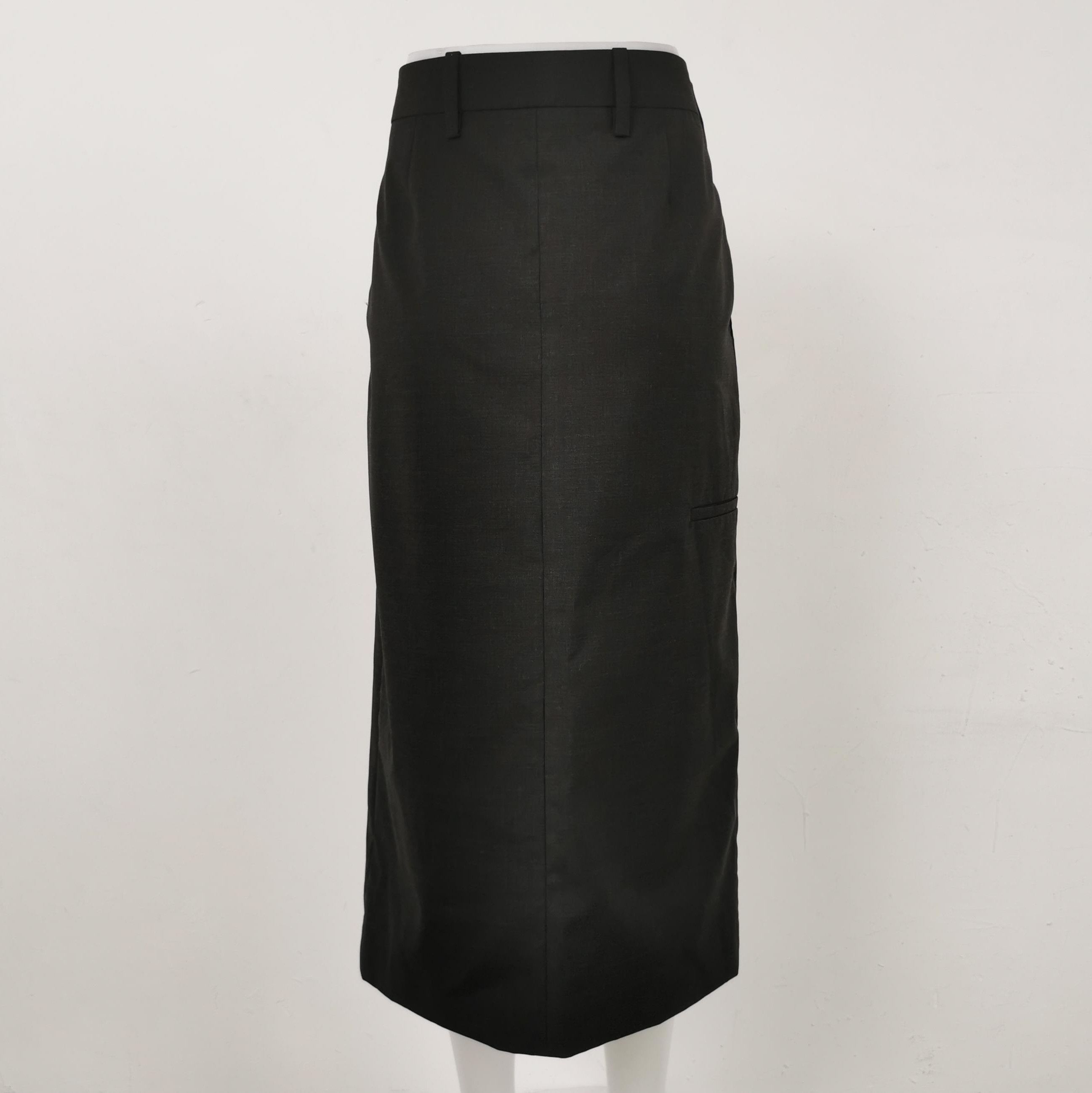 Prada Prada Black Wool Midi Skirt 0089 Size 40" / US 18 - 2 Thumbnail