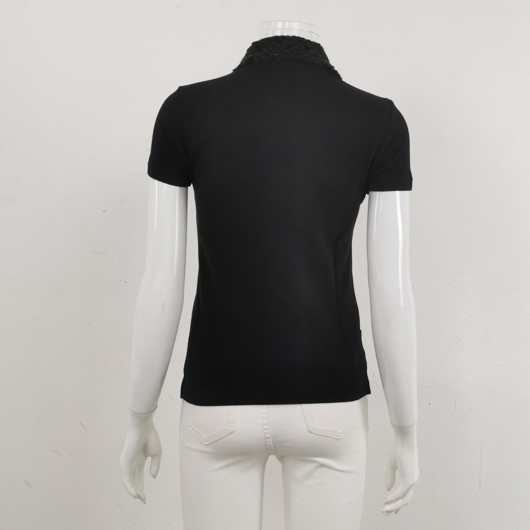 Prada Prada Black Cotton Short Sleeve Polo Shirt 0089 Size XS / US 0-2 / IT 36-38 - 2 Thumbnail