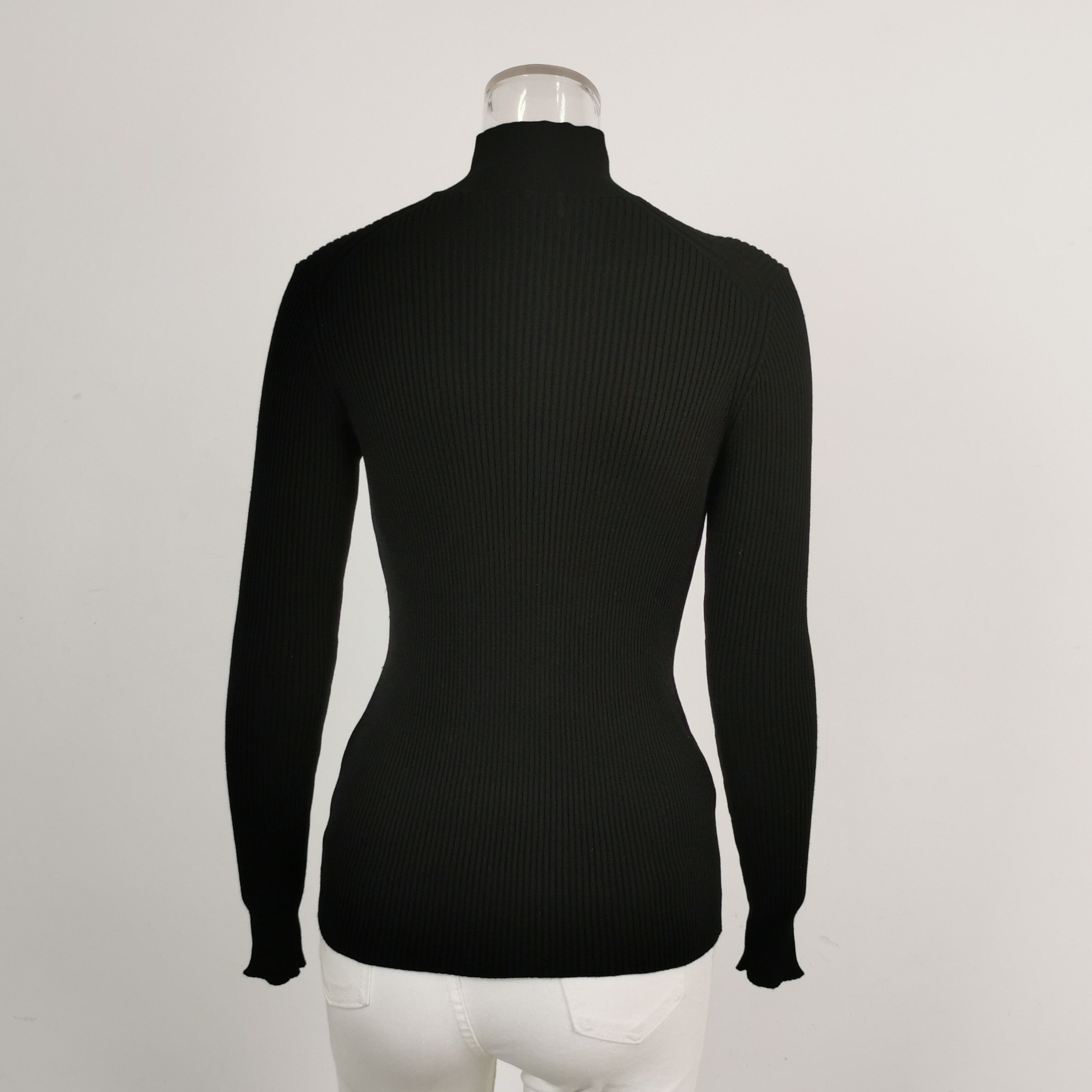 Prada Prada Black Cotton High Neck Knit Sweater 0089 Size S / US 4 / IT 40 - 2 Thumbnail