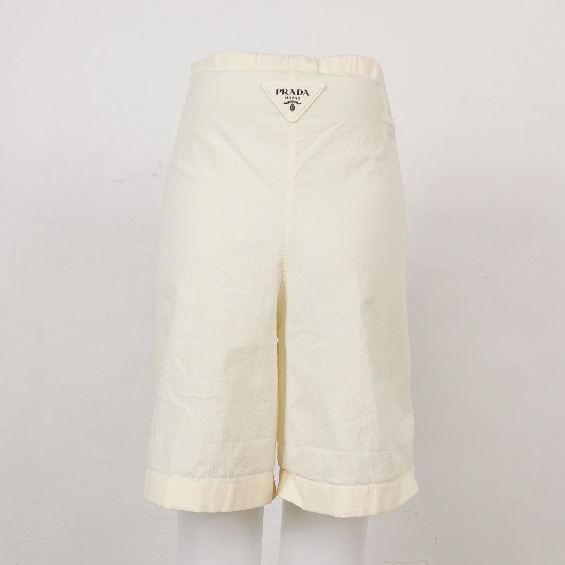 Prada Prada Logo Cotton Shorts in Cream 0089 Size 40" / US 18 - 2 Thumbnail