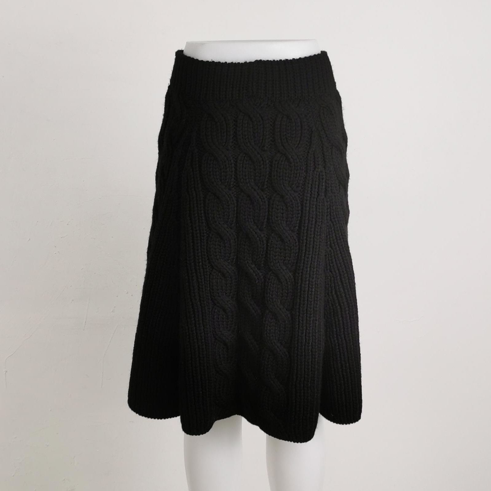 Prada Prada Black Wool Cable Knit Midi Skirt 0089 Size 40" / US 18 - 2 Thumbnail