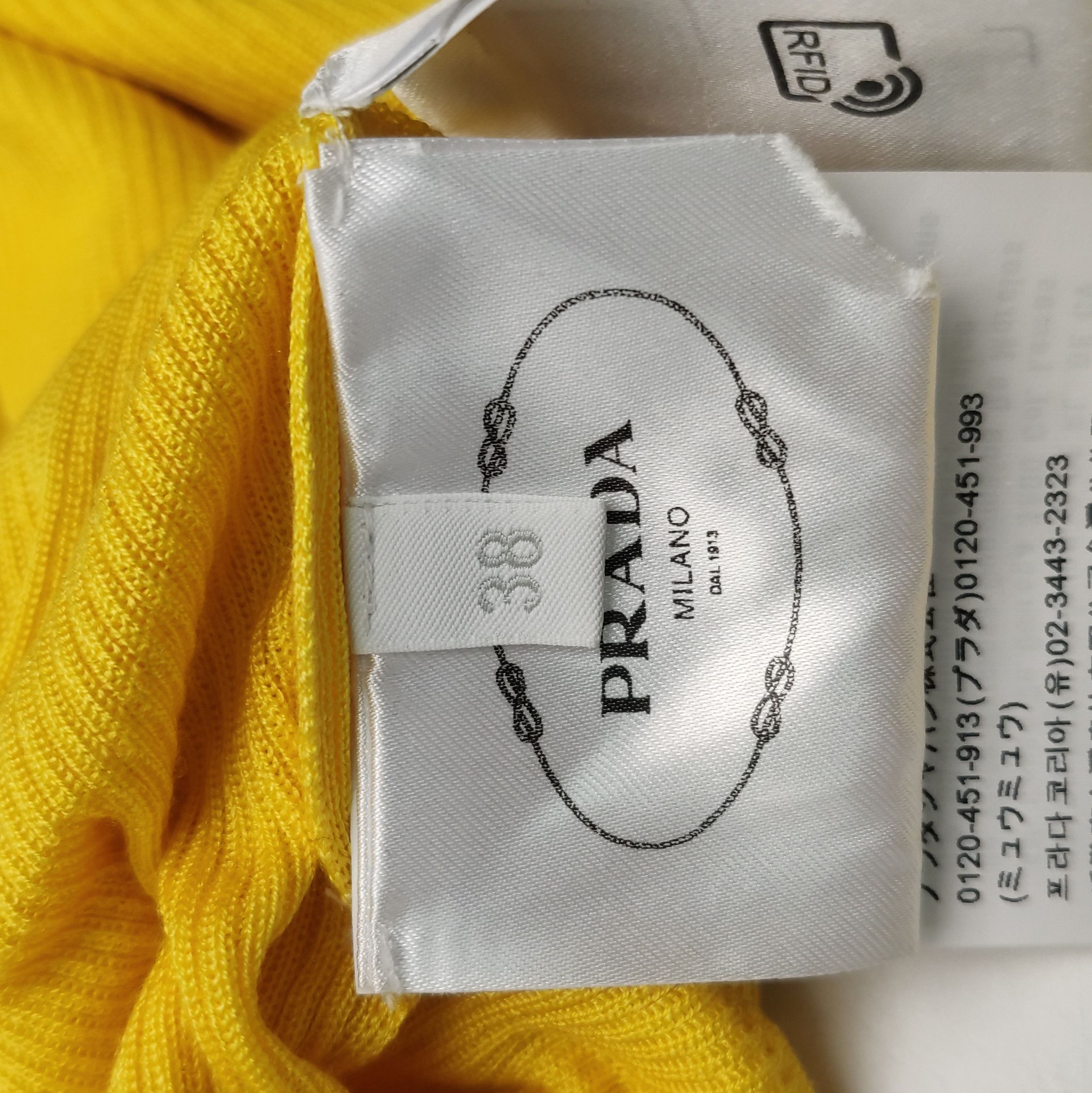 Prada Prada Yellow Knit Ribbed Logo Long Sleeve Sweater 0089 Size M / US 6-8 / IT 42-44 - 8 Thumbnail