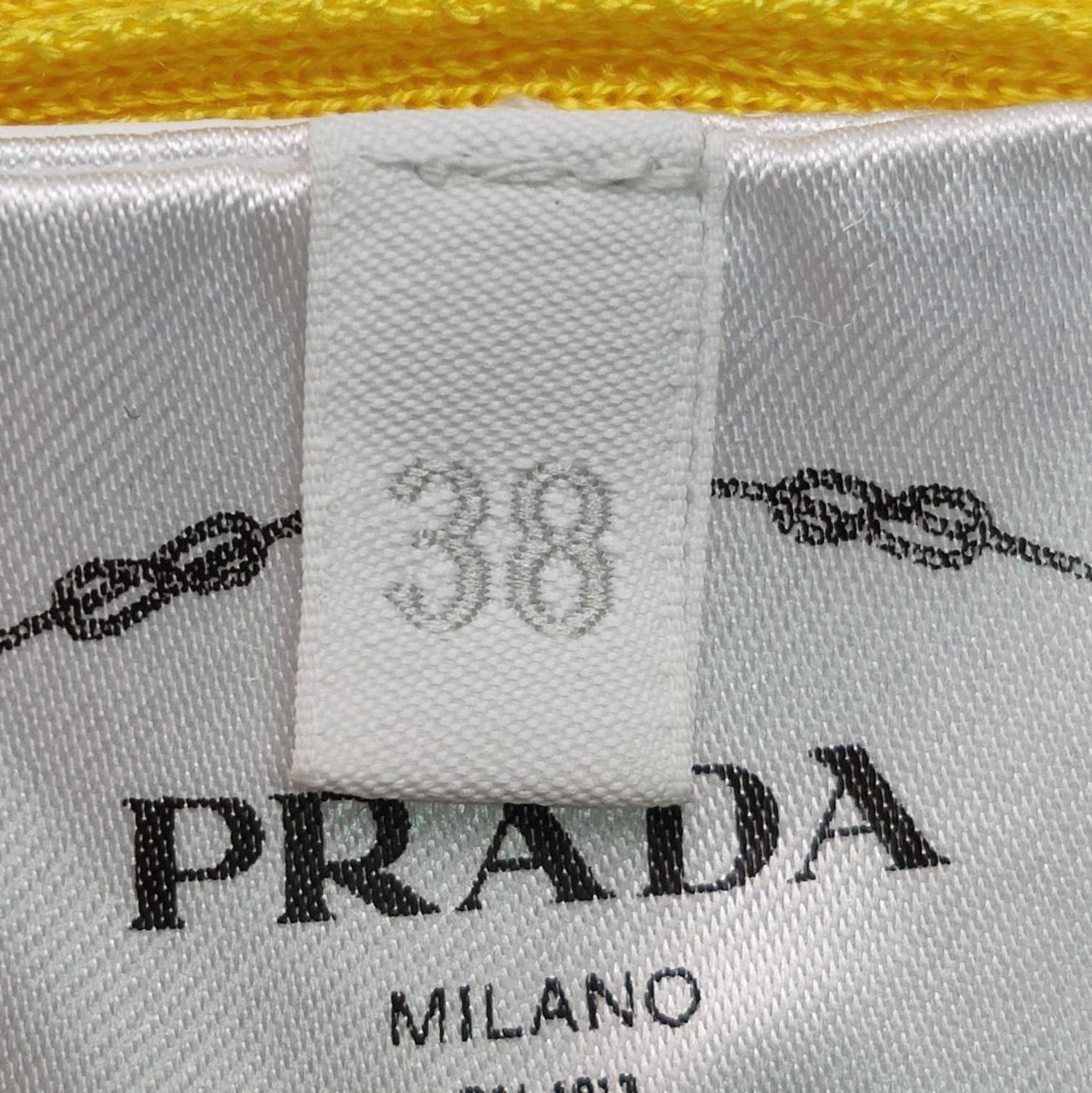 Prada Prada Yellow Knit Ribbed Logo Long Sleeve Sweater 0089 Size M / US 6-8 / IT 42-44 - 5 Thumbnail