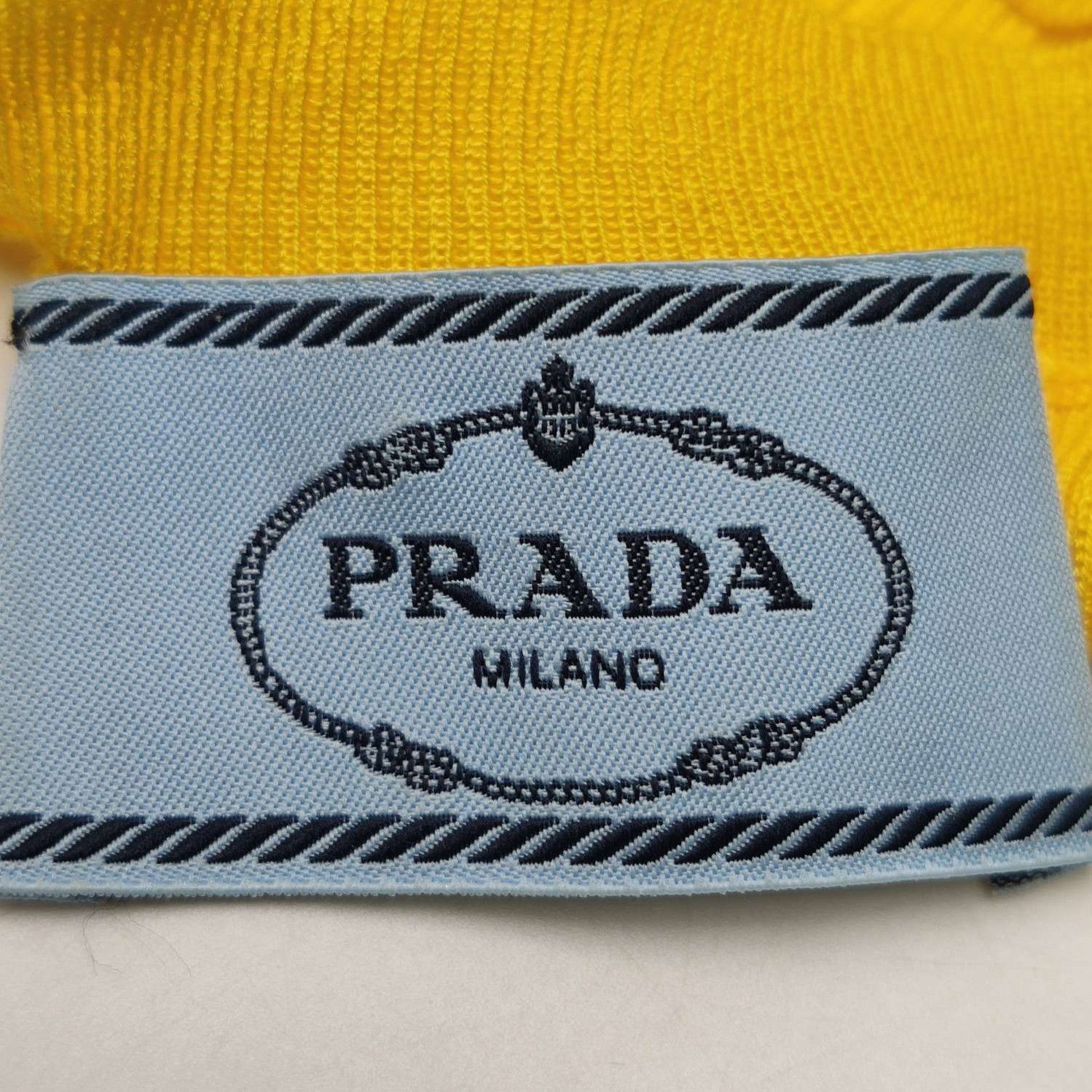 Prada Prada Yellow Knit Ribbed Logo Long Sleeve Sweater 0089 Size M / US 6-8 / IT 42-44 - 4 Thumbnail