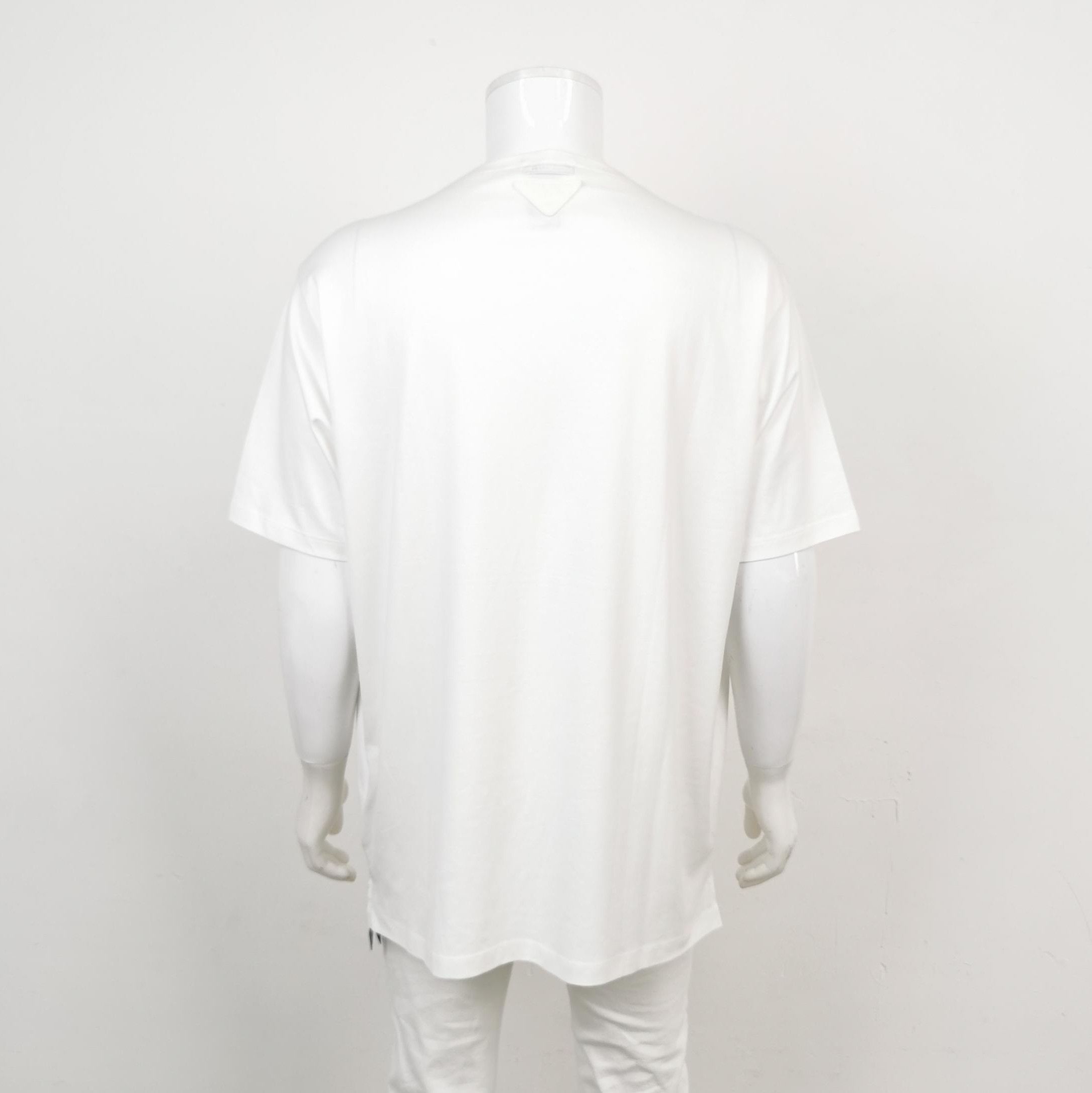 Prada Prada Cotton Crew Neck T-Shirt in White 0089 Size S / US 4 / IT 40 - 2 Thumbnail