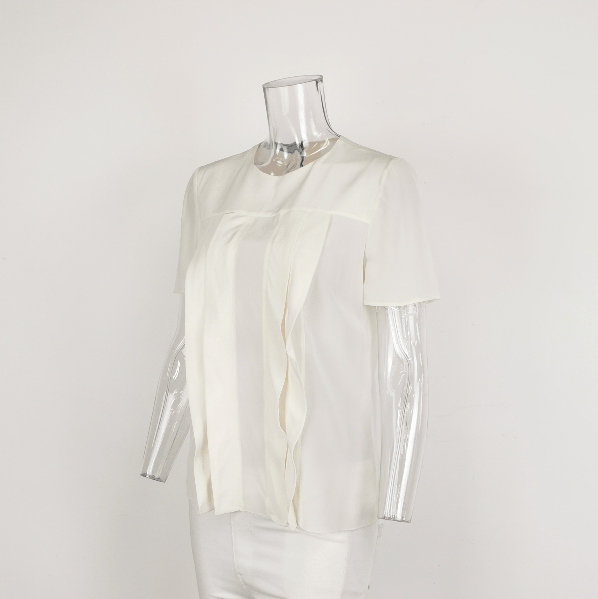 Prada Prada Solid Pleated Silk Top Size 38 0089 Size S / US 4 / IT 40 - 2 Thumbnail