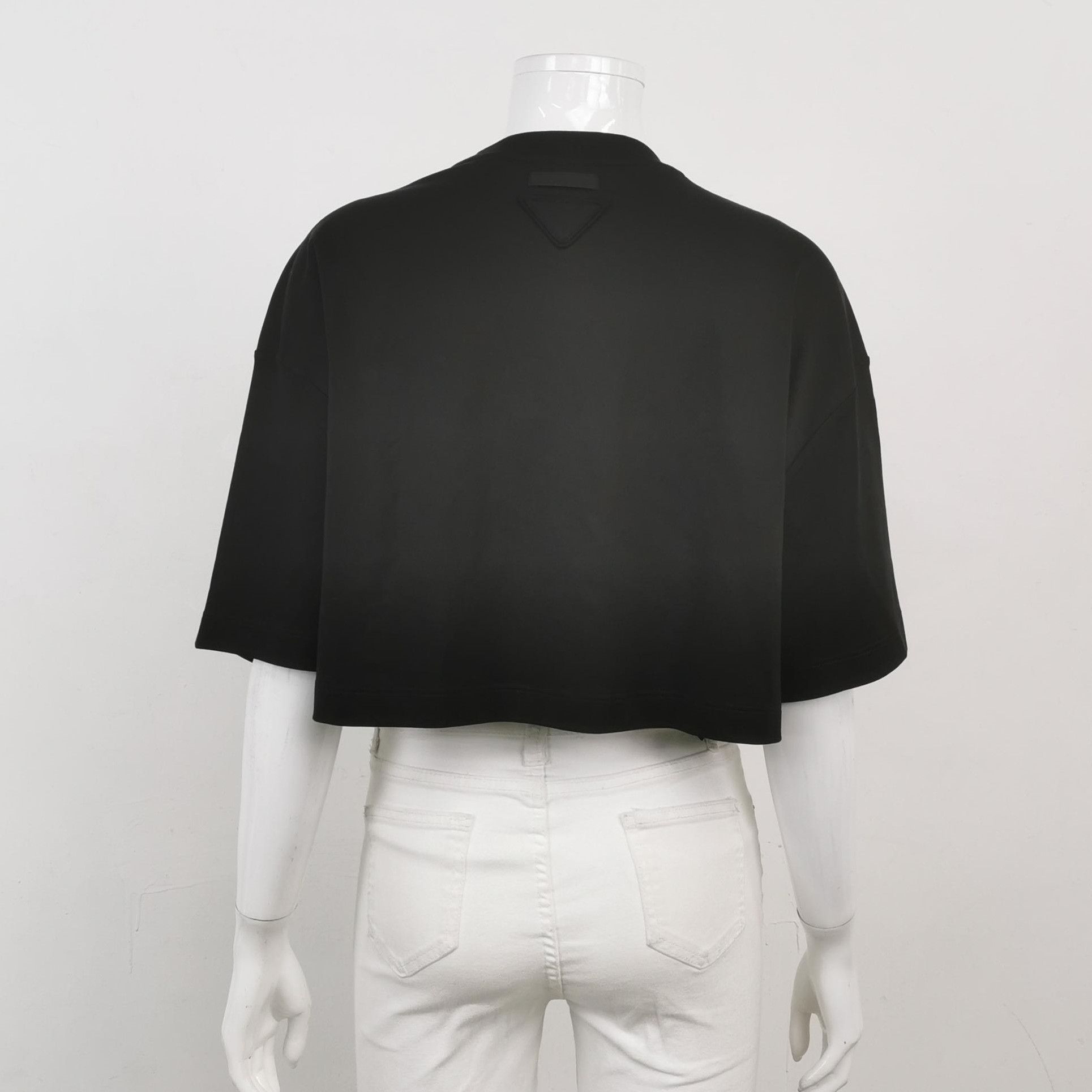 Prada Prada Classic Black Cotton T-Shirt Size S 0089 Size S / US 4 / IT 40 - 2 Thumbnail