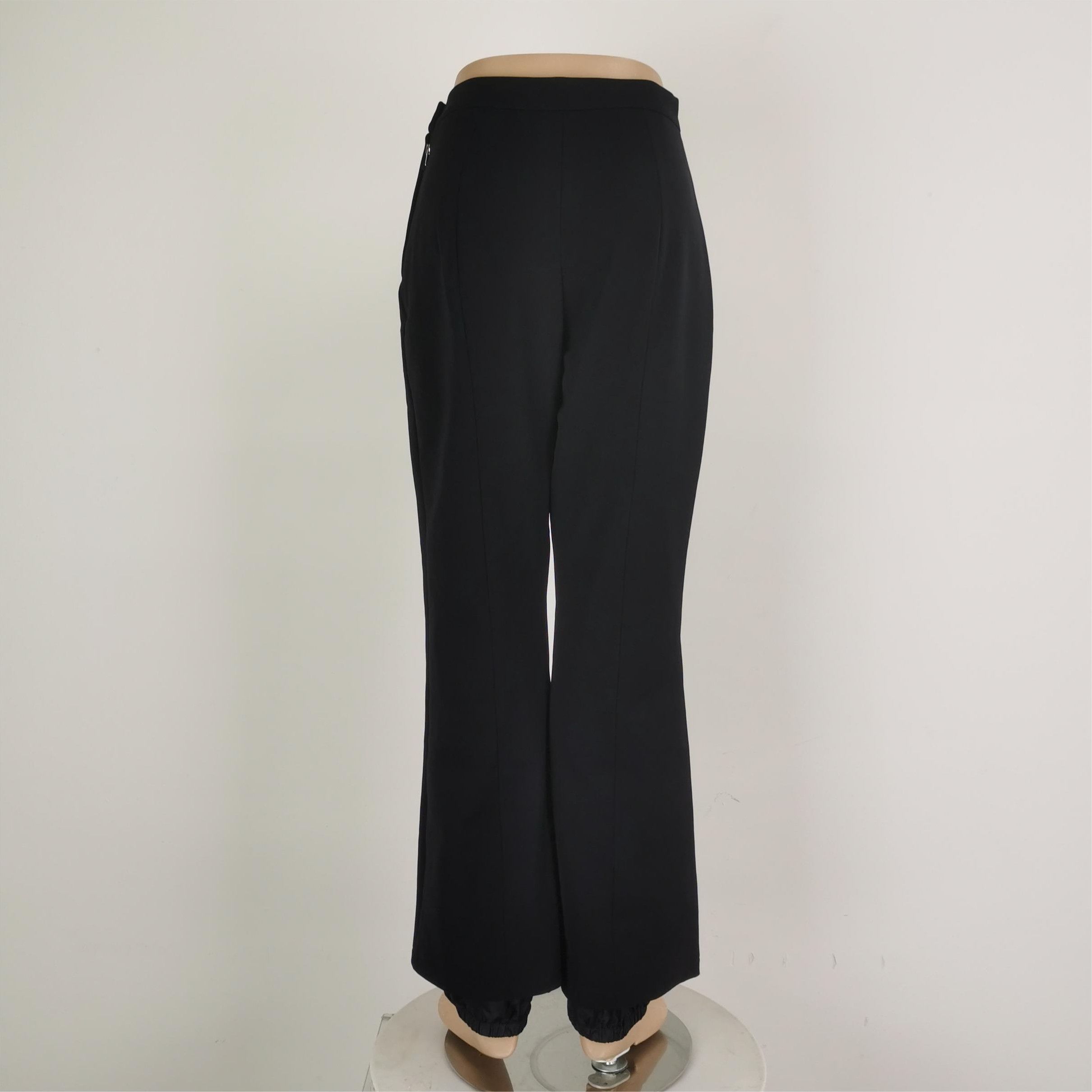 Prada Prada Solid Black Straight Leg Trousers Size 42 0089 Size 42" / US 20 - 3 Thumbnail
