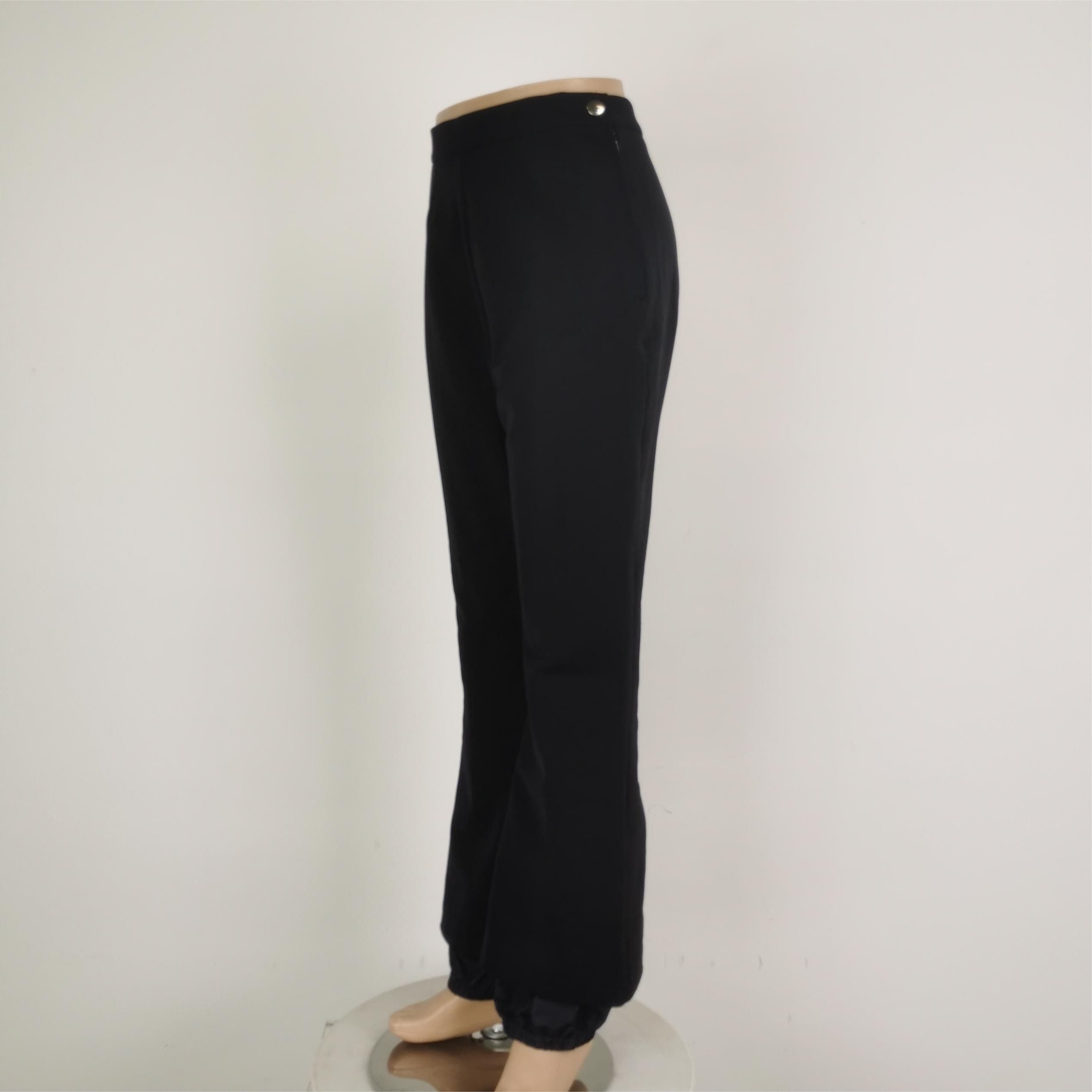 Prada Prada Solid Black Straight Leg Trousers Size 42 0089 Size 42" / US 20 - 2 Thumbnail