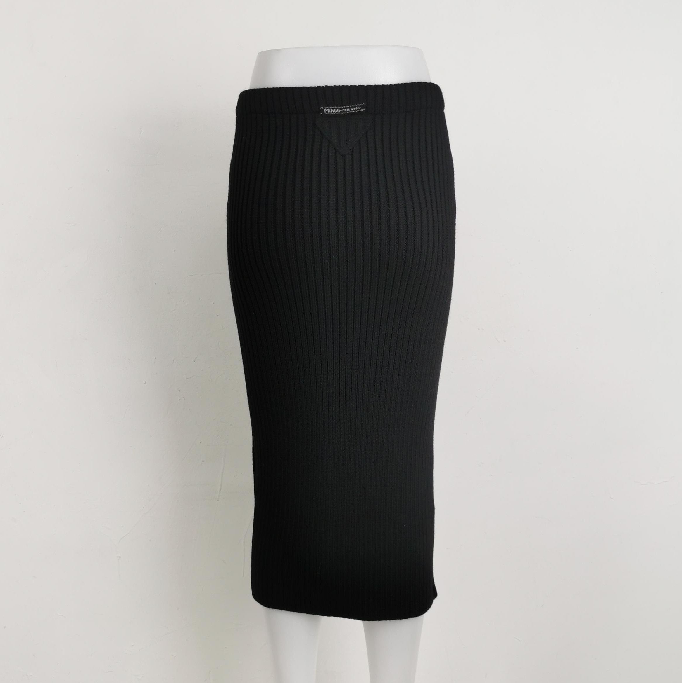 Prada Prada Black Wool Blend Midi Skirt 0089 Size 40" / US 18 - 2 Thumbnail