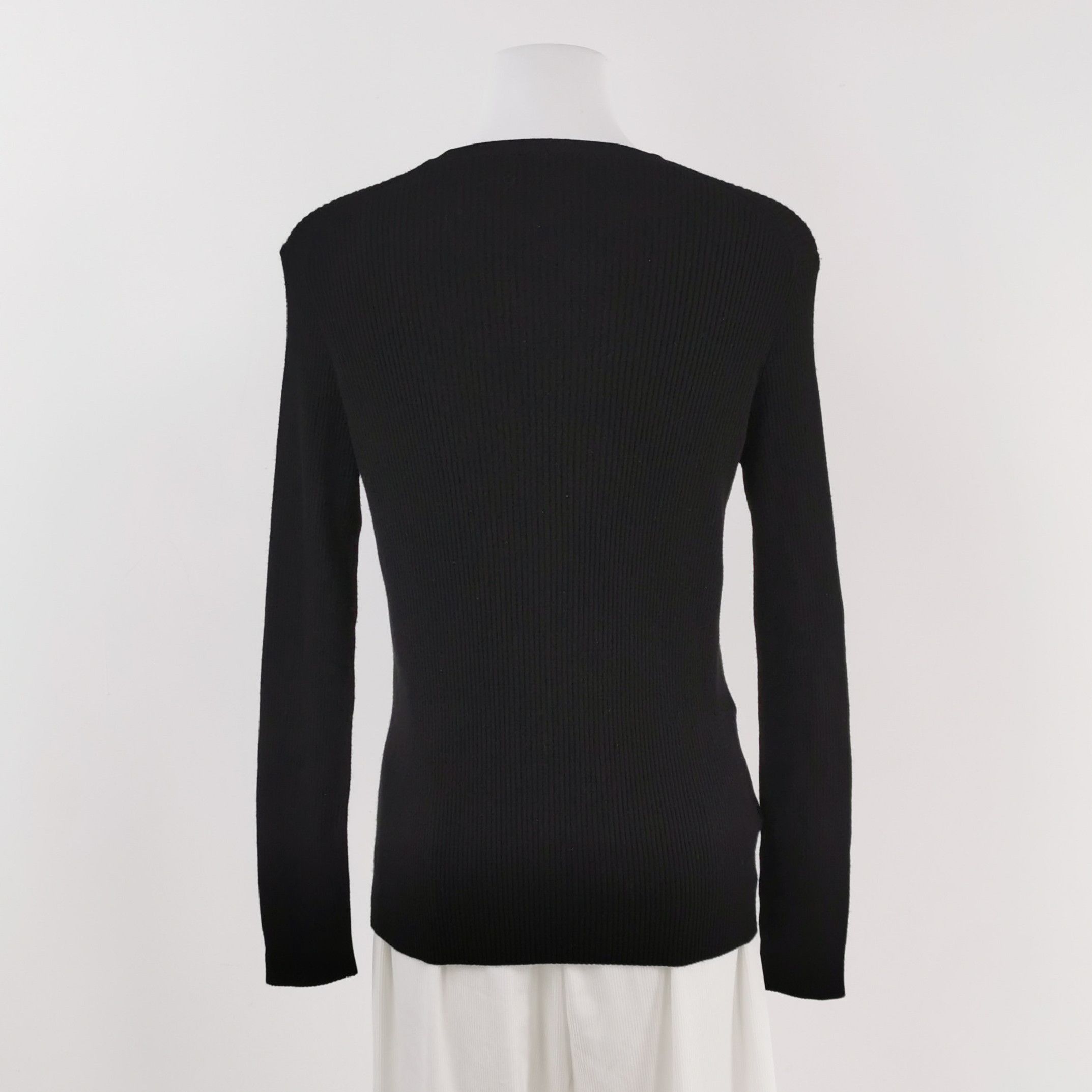 Prada Prada Solid Black Long Sleeve Knitwear Sweater 0089 Size S / US 4 / IT 40 - 2 Thumbnail