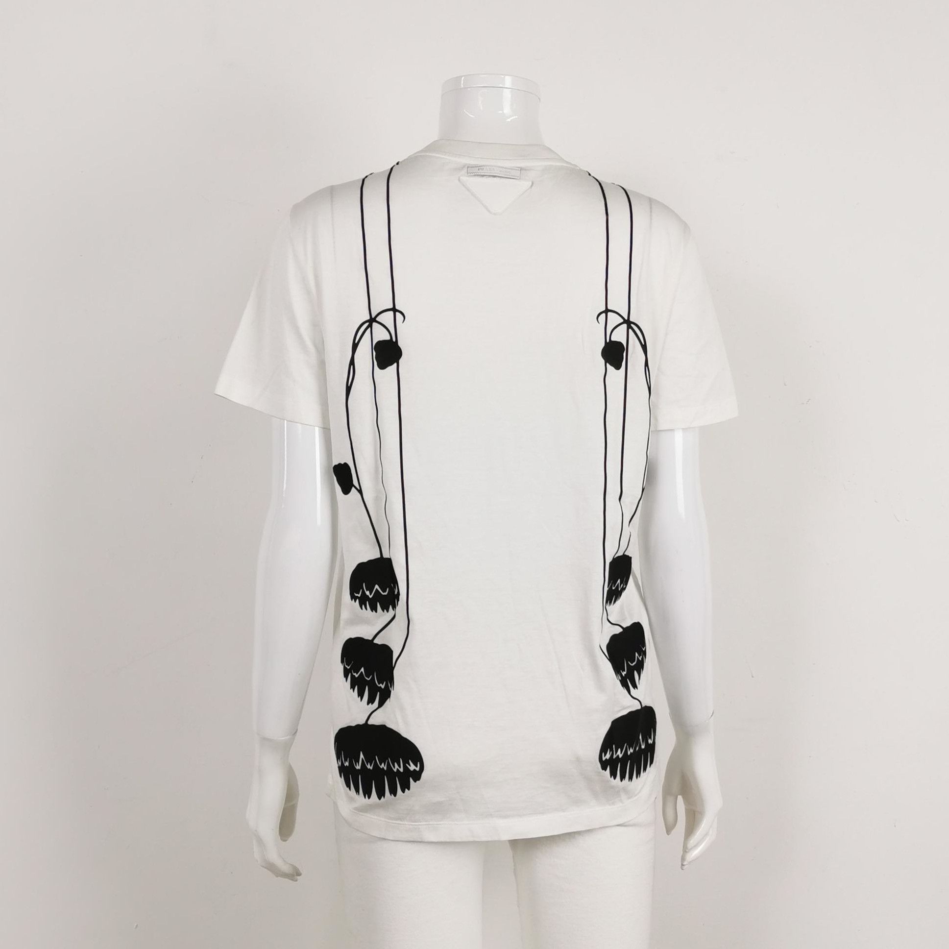 Prada Prada Cotton Printed Round Neck T-Shirt 0089 Size XS / US 0-2 / IT 36-38 - 2 Thumbnail