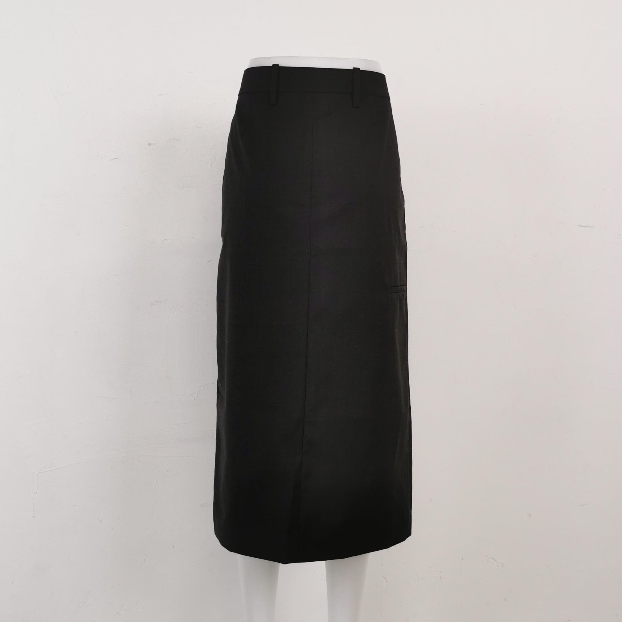 Prada Prada Black Wool Midi Skirt in XXS Size 0089 Size 22" - 2 Thumbnail