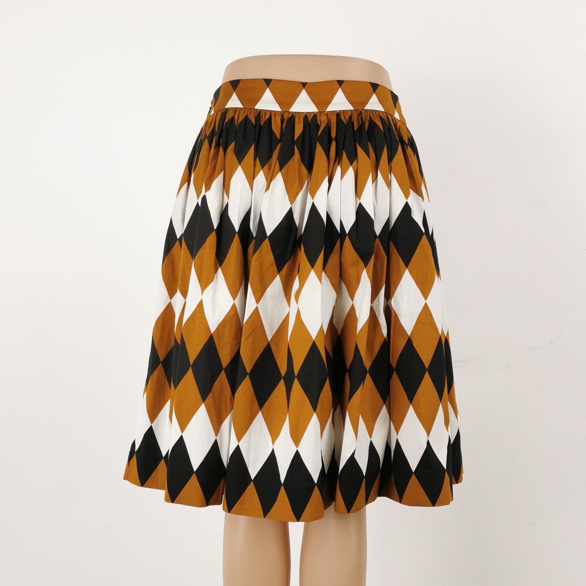 Prada Prada Colorful Diamond Print Ruffled Skirt 0089 Size 38" / US 16 / IT 52 - 2 Thumbnail