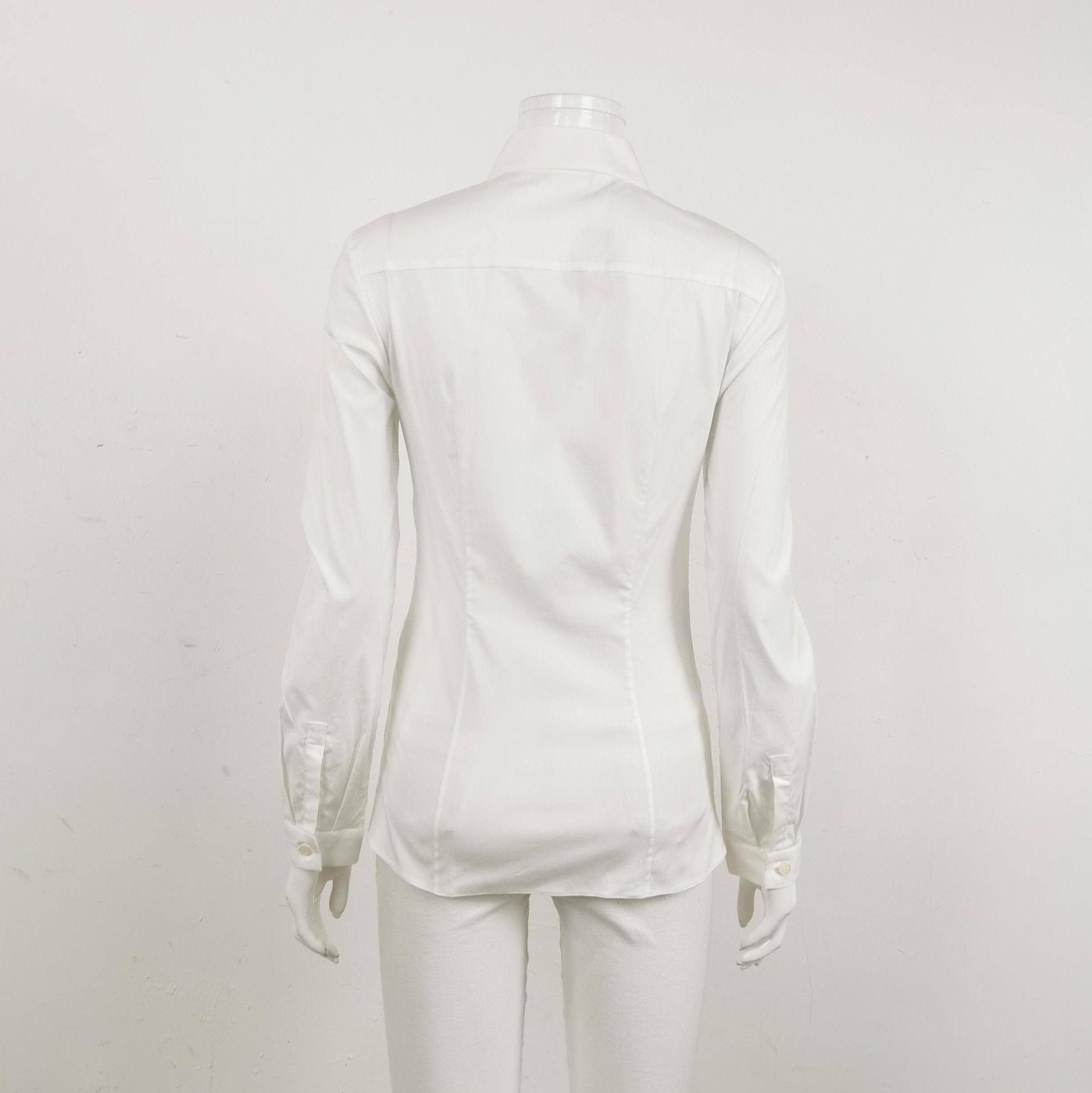 Prada Prada White Cotton Button-Down Long Sleeve Shirt 0089 Size S / US 4 / IT 40 - 2 Thumbnail