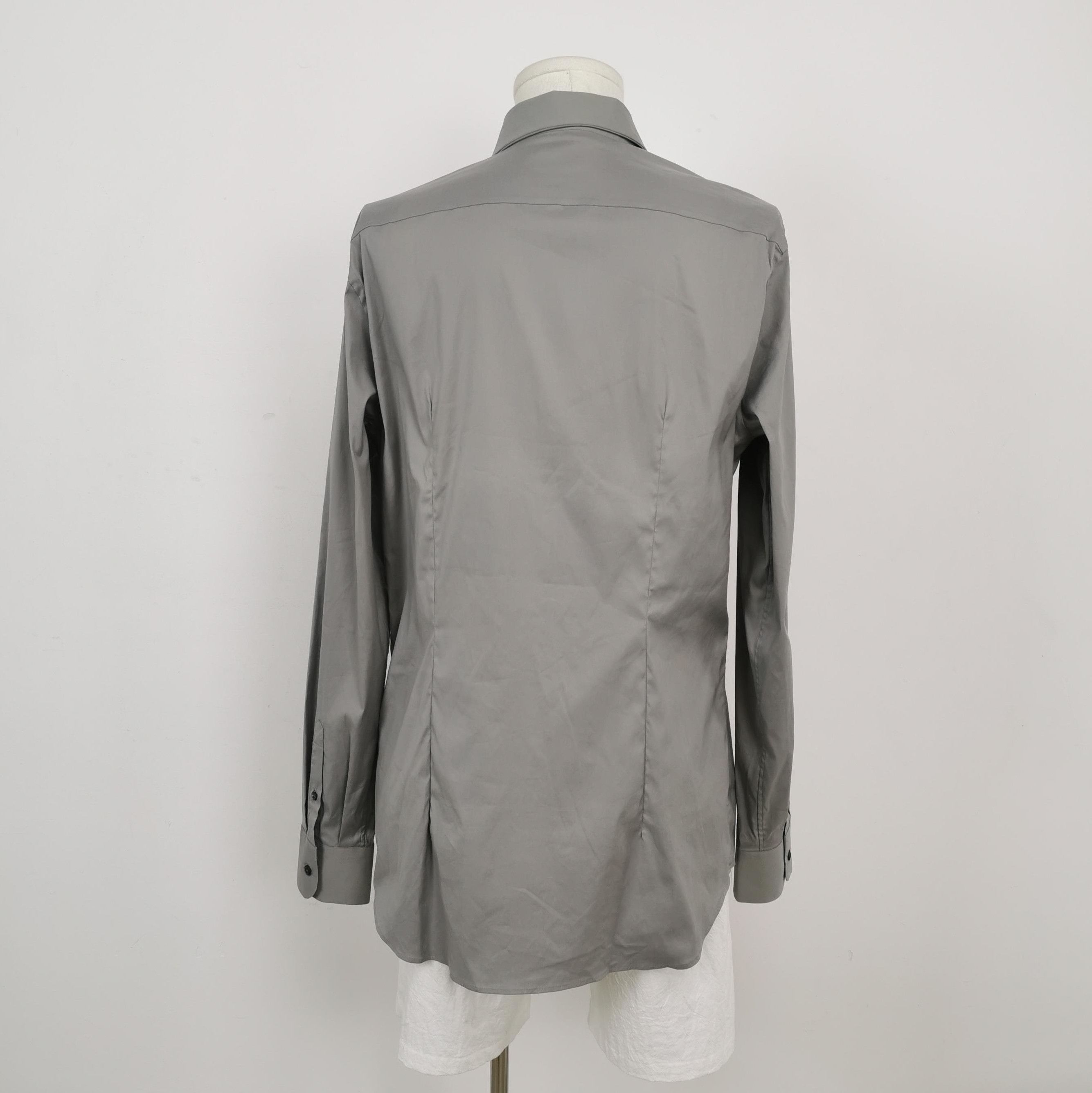 Prada Prada Gray Cotton Long Sleeve Shirt 0089 Size L / US 10 / IT 46 - 2 Thumbnail
