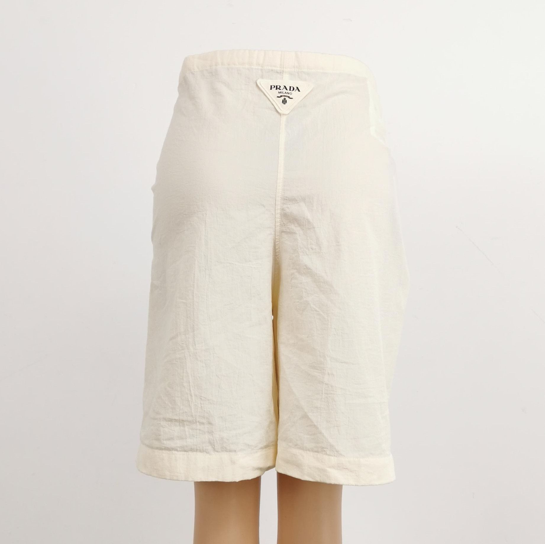 Prada Prada Cotton Logo Shorts in Cream 0089 Size 36" / US 14 / IT 50 - 2 Thumbnail