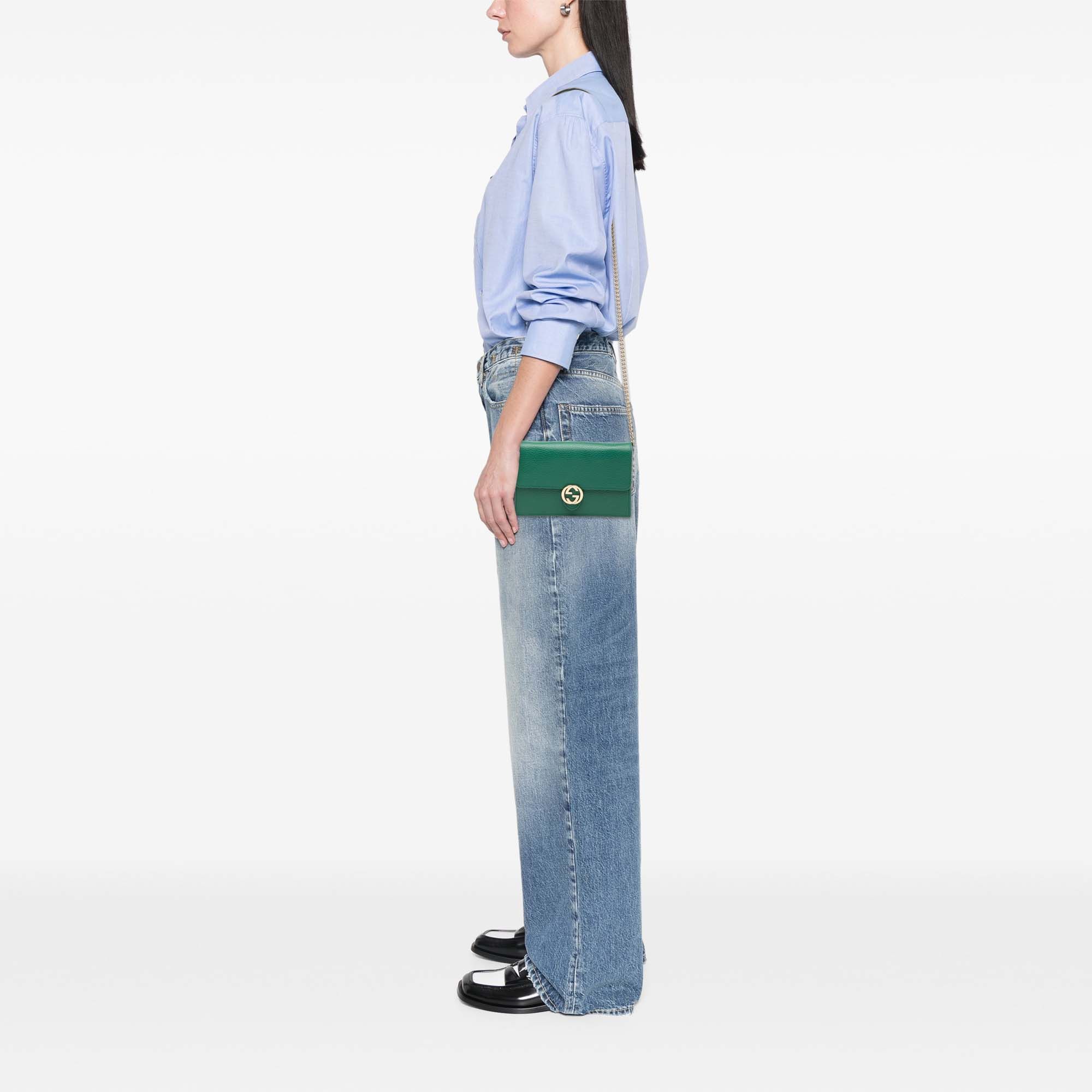 Gucci Interlocking G Dollar Calfskin Wallet on Chain