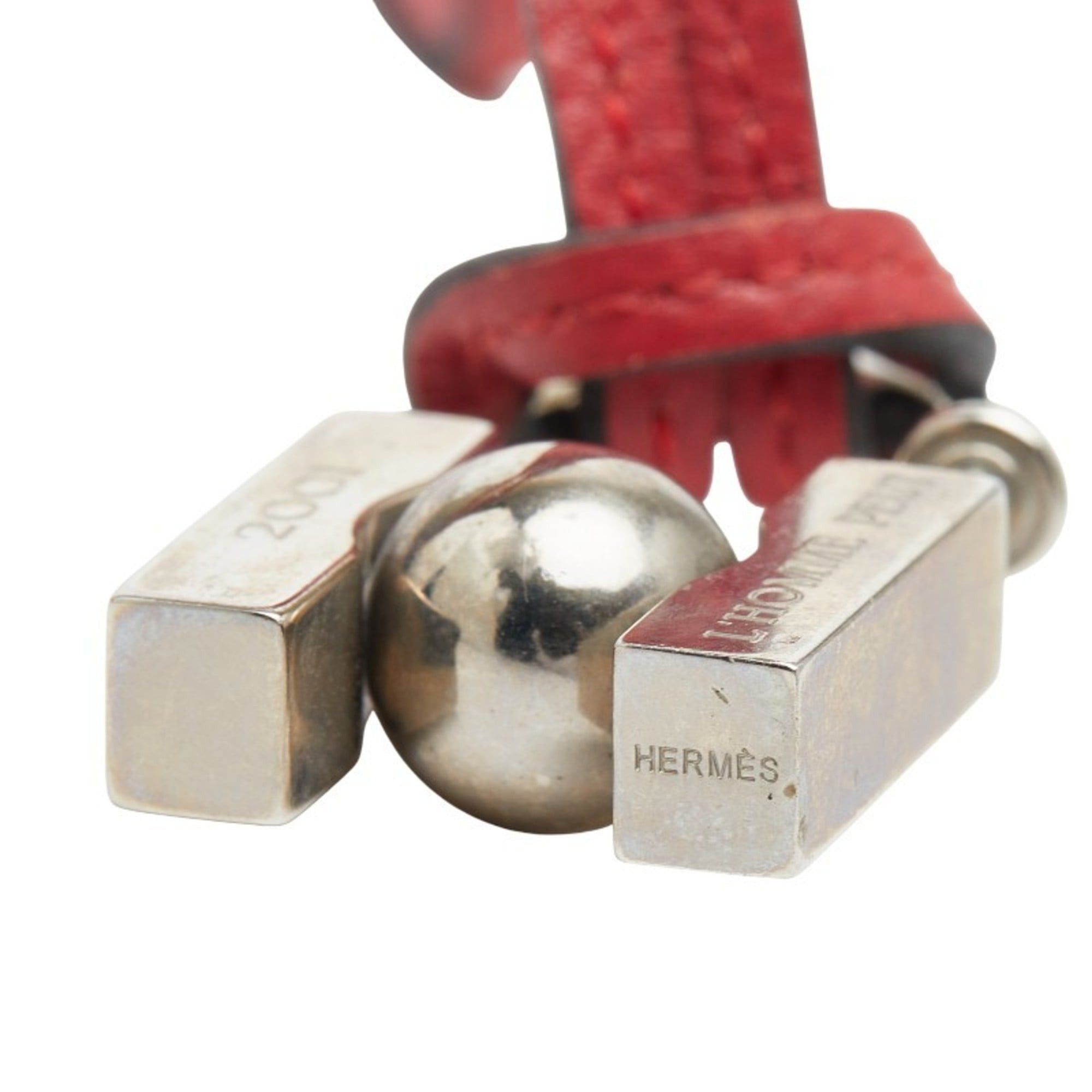 Hermes Hermès Cadena H "In Search of the Unknown Beauty Earth" 2001 Necklace Silver Red Metal Leather Women's HERMES Size ONE SIZE - 5 Thumbnail