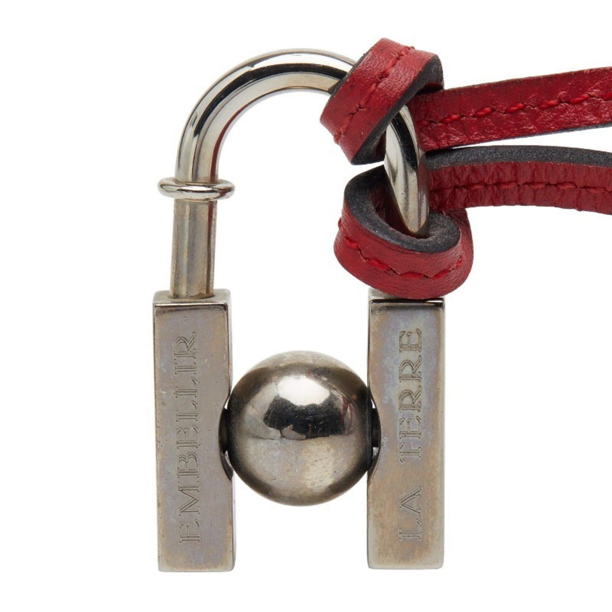 Hermes Hermès Cadena H "In Search of the Unknown Beauty Earth" 2001 Necklace Silver Red Metal Leather Women's HERMES Size ONE SIZE - 3 Thumbnail