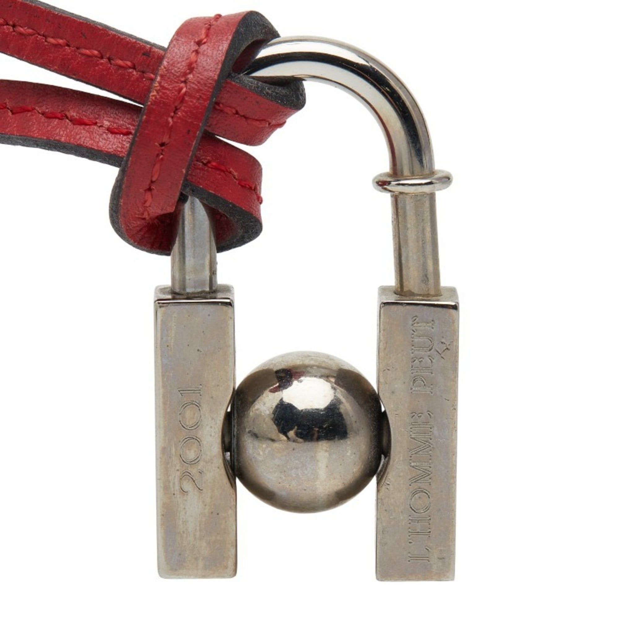 Hermes Hermès Cadena H "In Search of the Unknown Beauty Earth" 2001 Necklace Silver Red Metal Leather Women's HERMES Size ONE SIZE - 2 Thumbnail