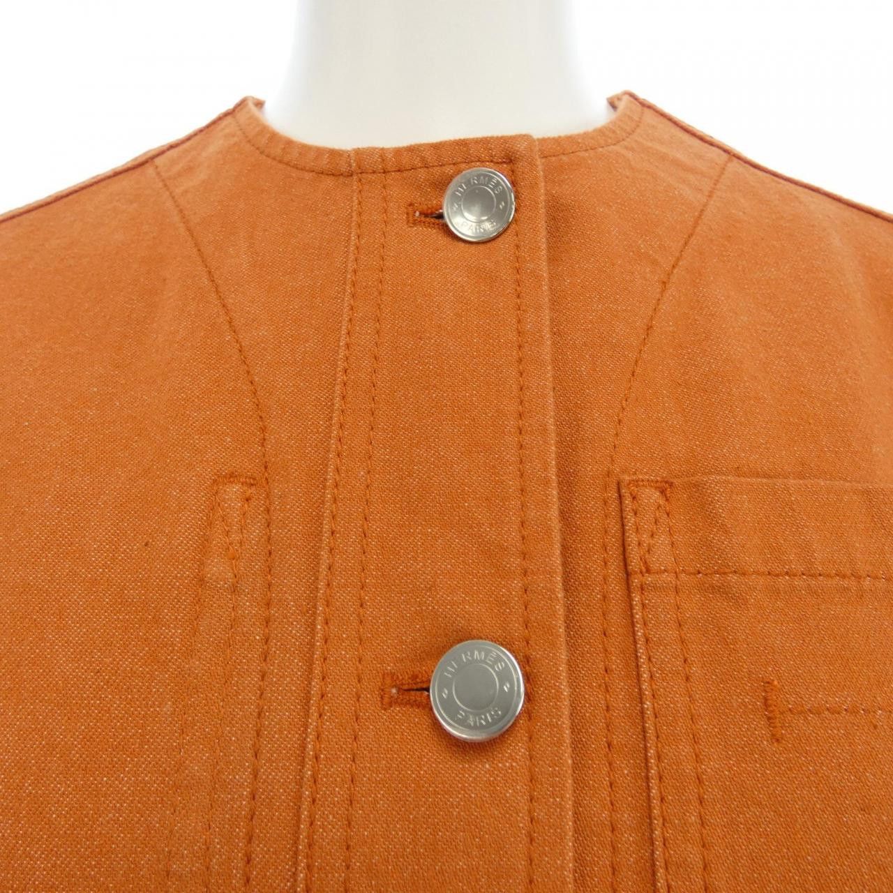 Hermes Hermes Hermès Cuir De Selle Denim Jacket Denim Outerwear DUTY FREE for USA Size ONE SIZE - 5 Thumbnail