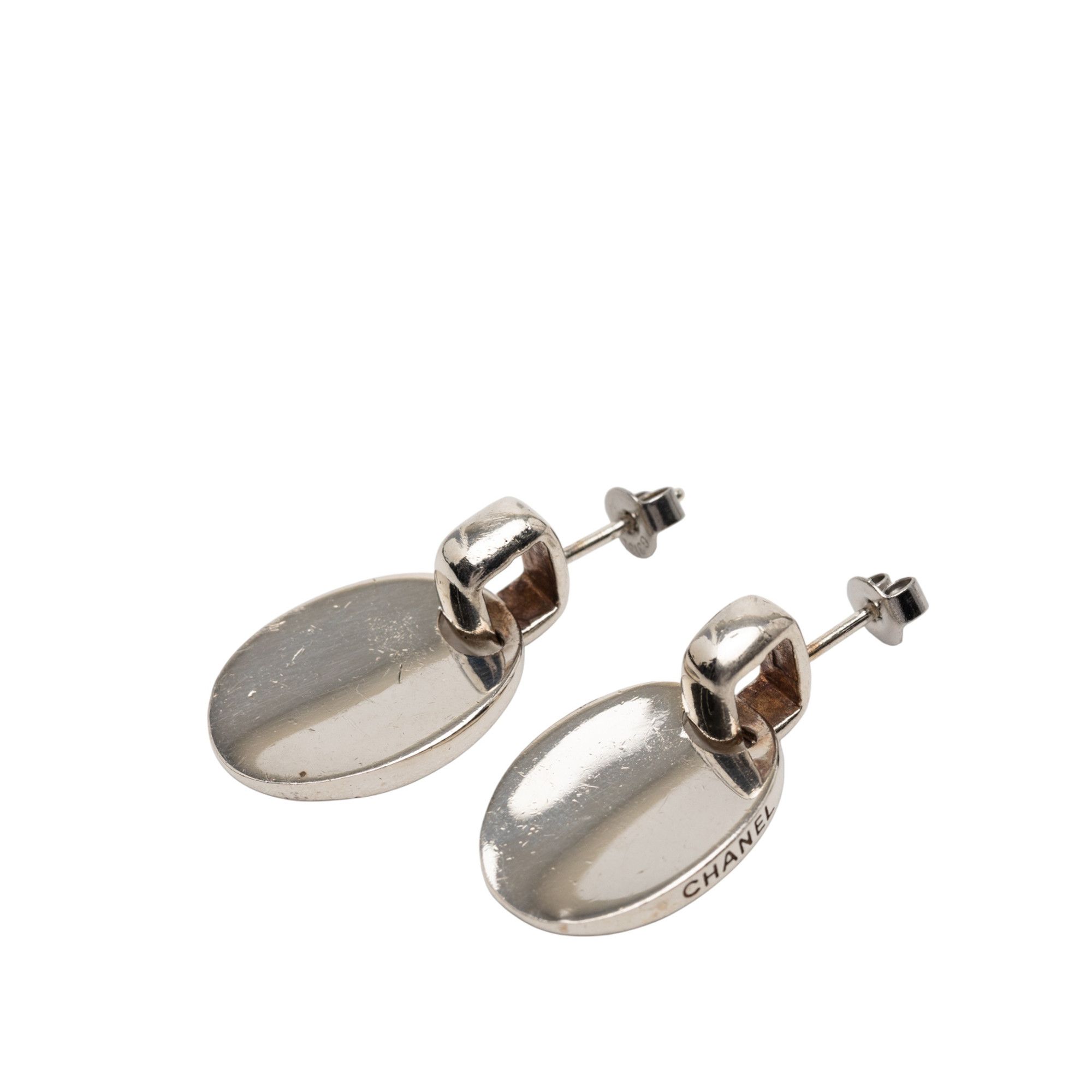 Chanel Chanel Sterling Silver Logo Push Back Earrings Size ONE SIZE - 2 Thumbnail