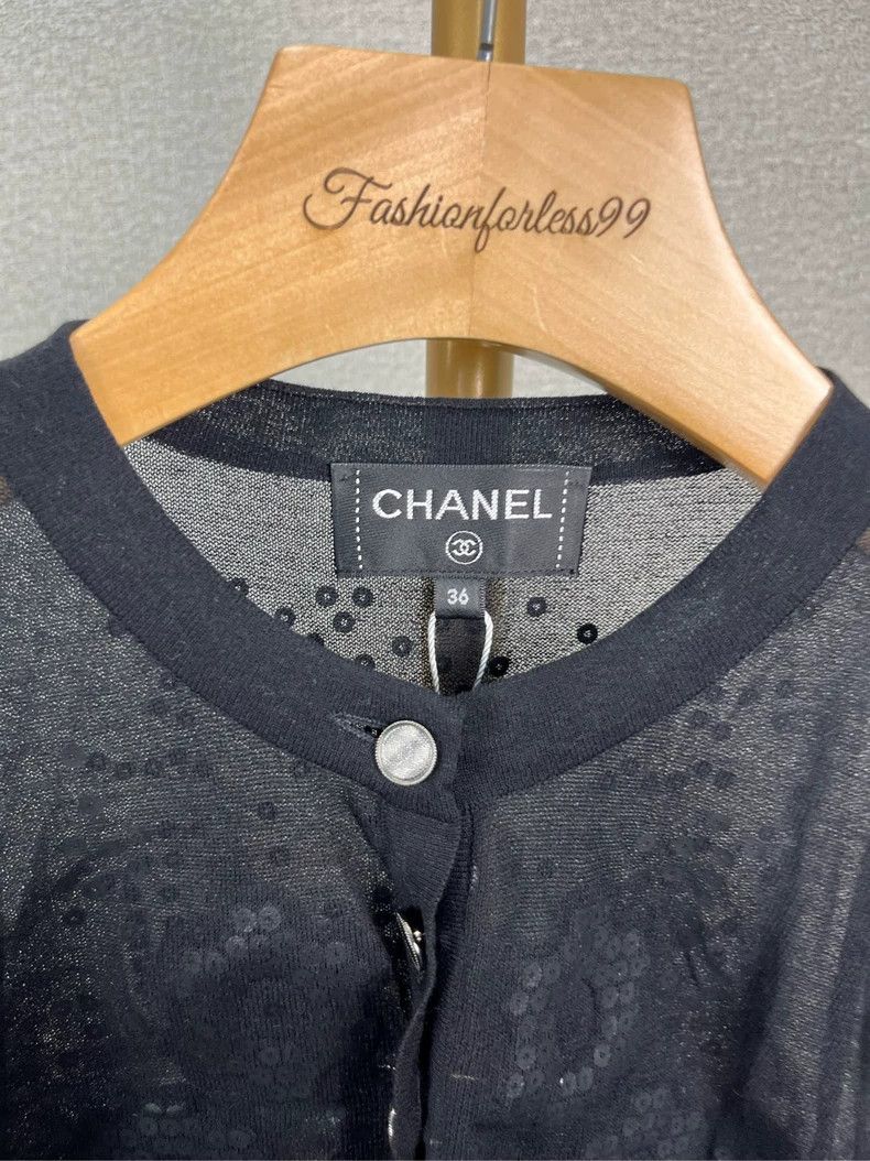 Chanel Chanel Black Floral Knit Jacket 36 - dmc Size S / US 4 / IT 40 - 4 Thumbnail
