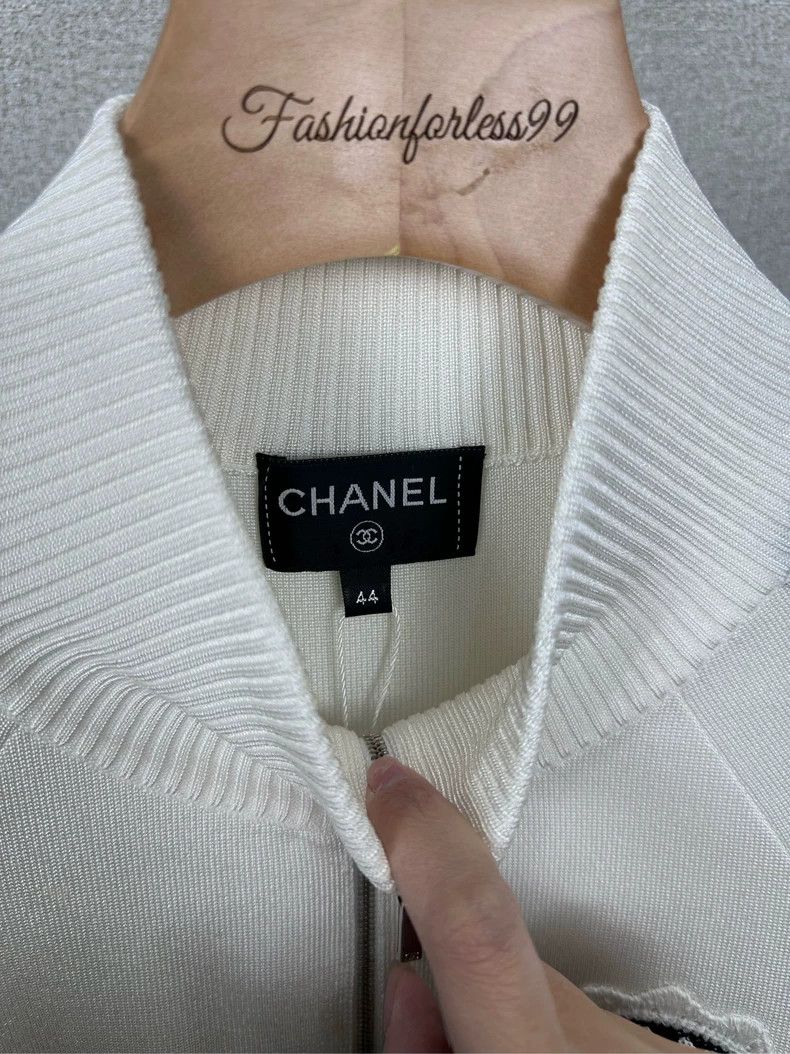 Chanel Chanel White Knit Jacket Size 44 - dmc Size L / US 10 / IT 46 - 3 Thumbnail