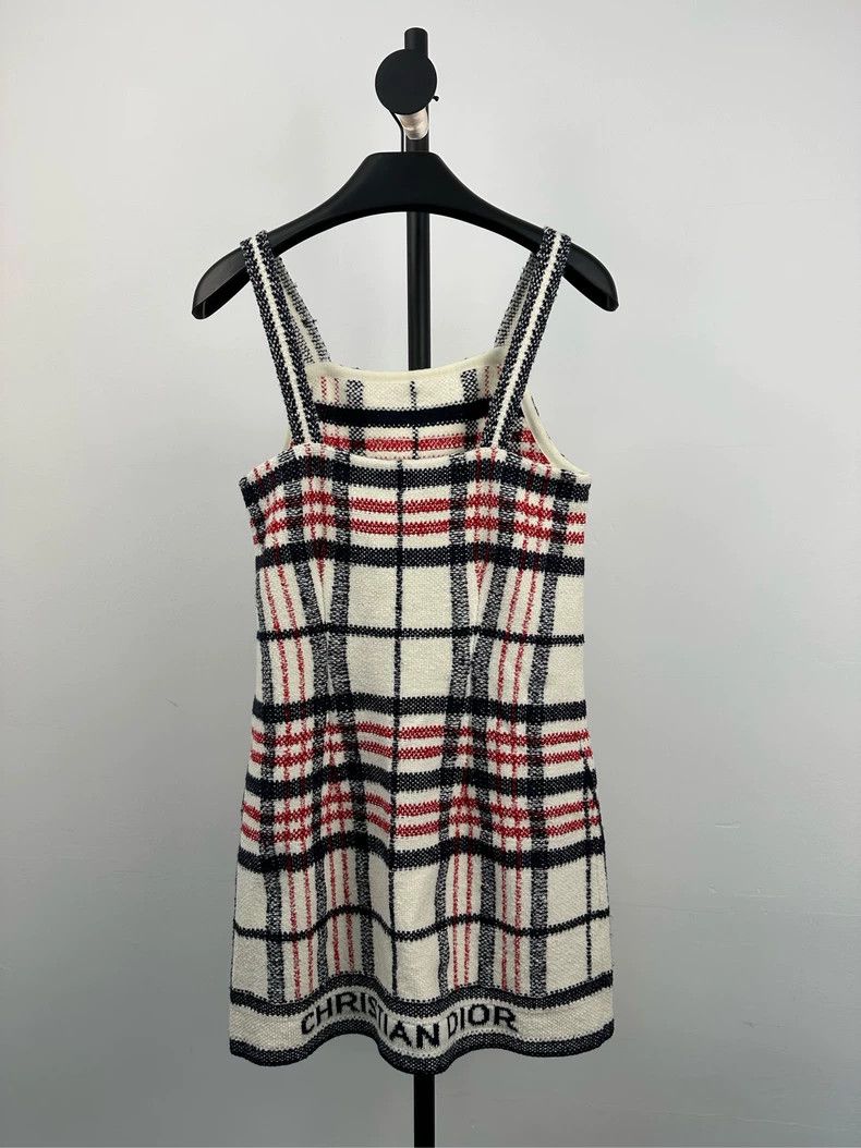 Dior Dior Wool Check Logo Sleeveless Dress - dmc Size M / US 6-8 / IT 42-44 - 2 Thumbnail
