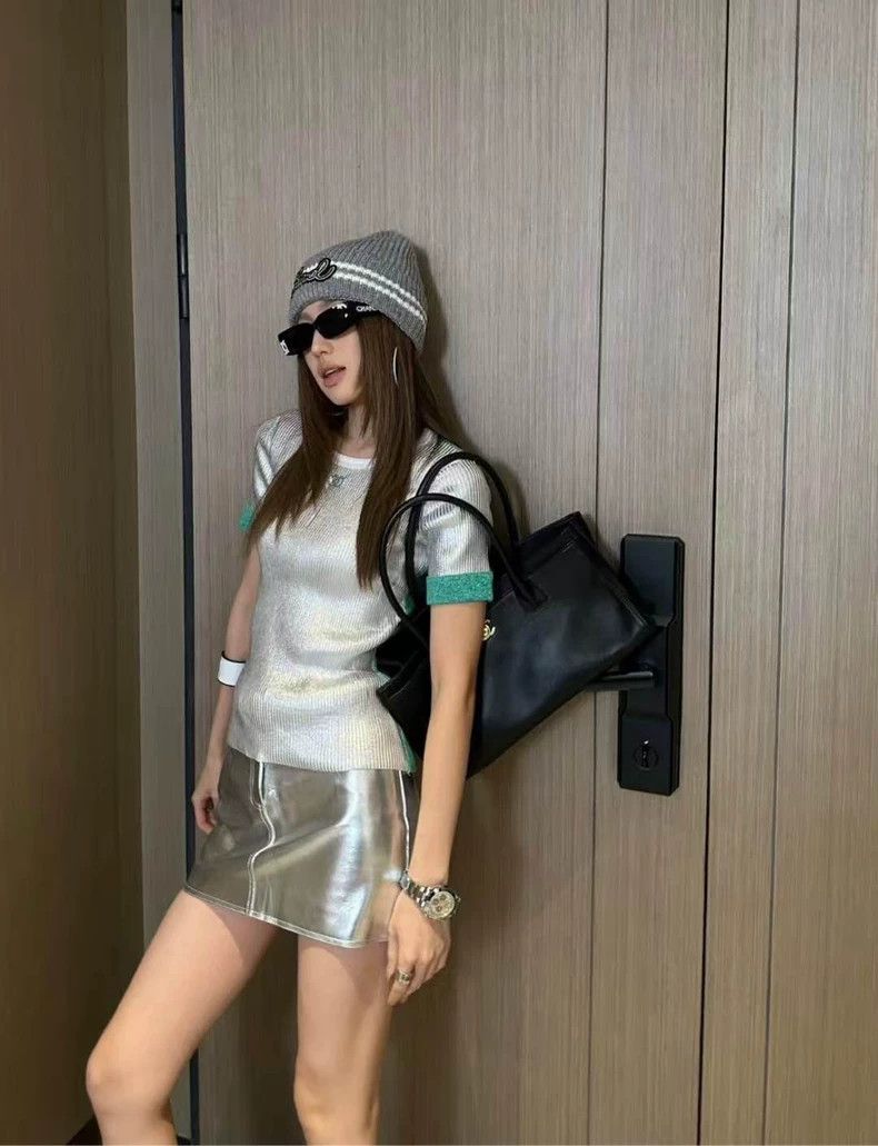 Chanel Chanel 25C Silver Green Knit Top - dmc Size M / US 6-8 / IT 42-44 - 8 Thumbnail