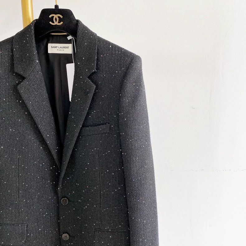 Saint Laurent Paris Saint Laurent Black Sequin Blazer - dmc Size M / US 6-8 / IT 42-44 - 3 Thumbnail