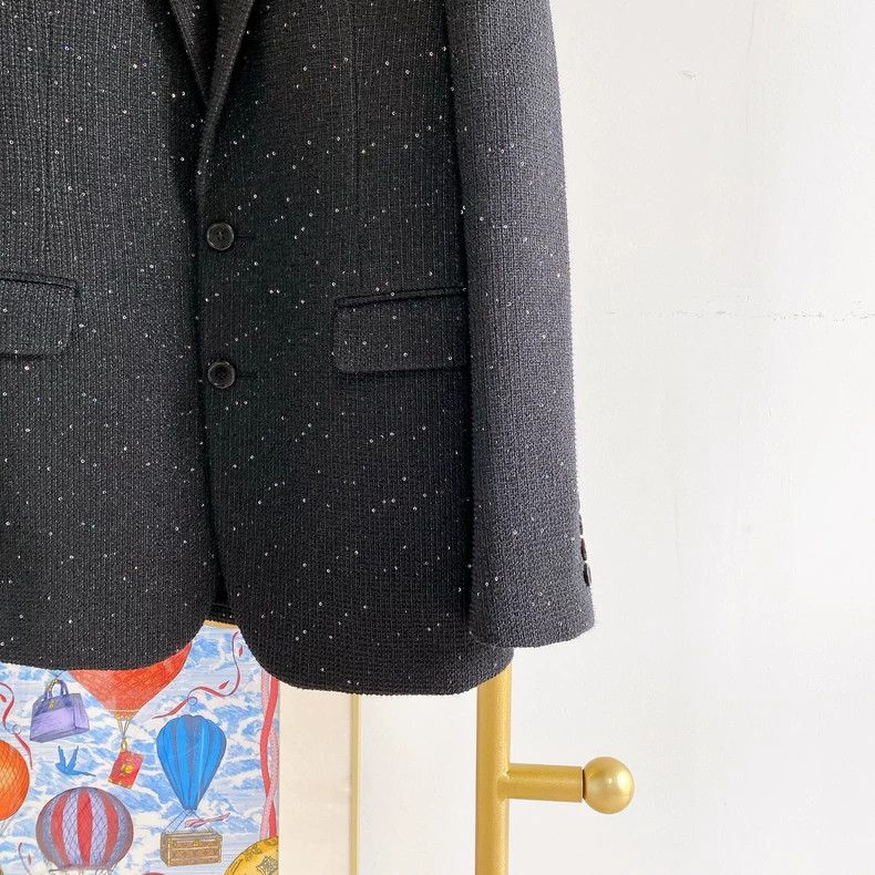 Saint Laurent Paris Saint Laurent Black Sequin Blazer - dmc Size M / US 6-8 / IT 42-44 - 4 Thumbnail