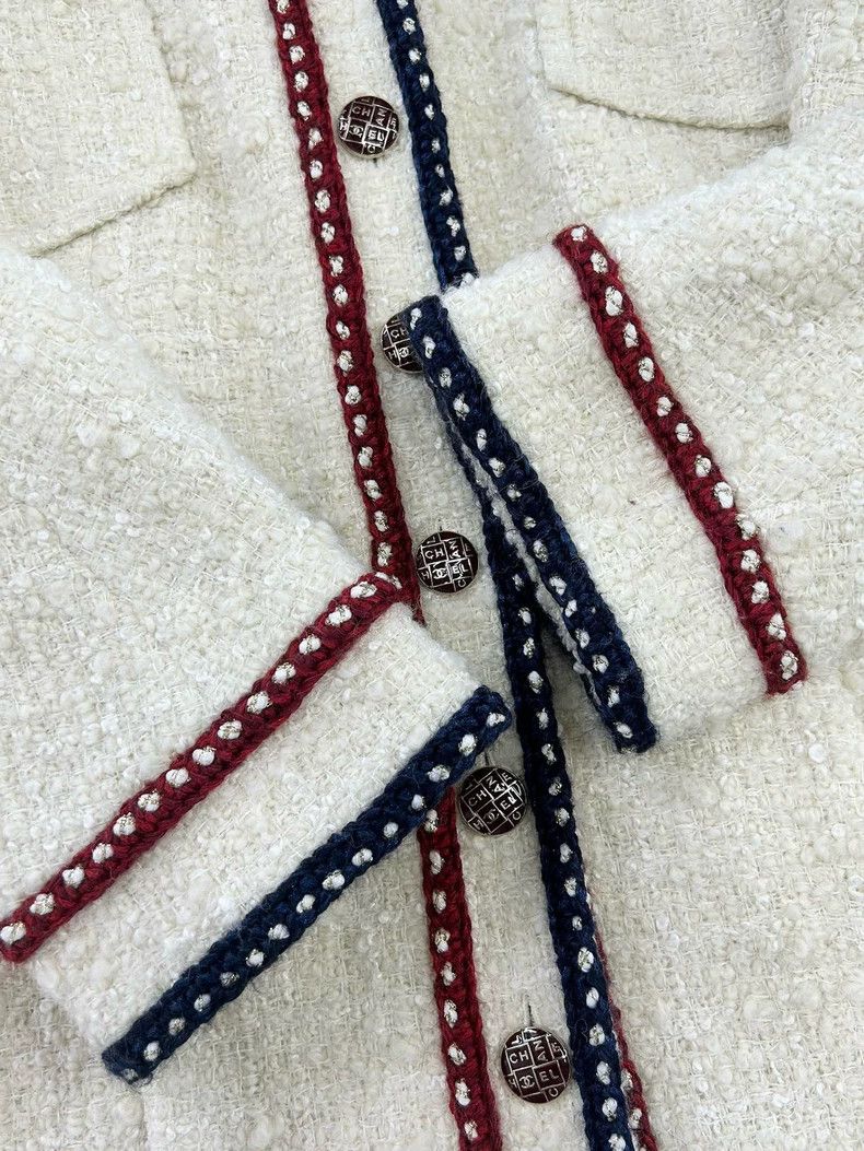 Chanel Chanel Red Blue Trim Jacket FR38 - dmc Size M / US 6-8 / IT 42-44 - 3 Thumbnail