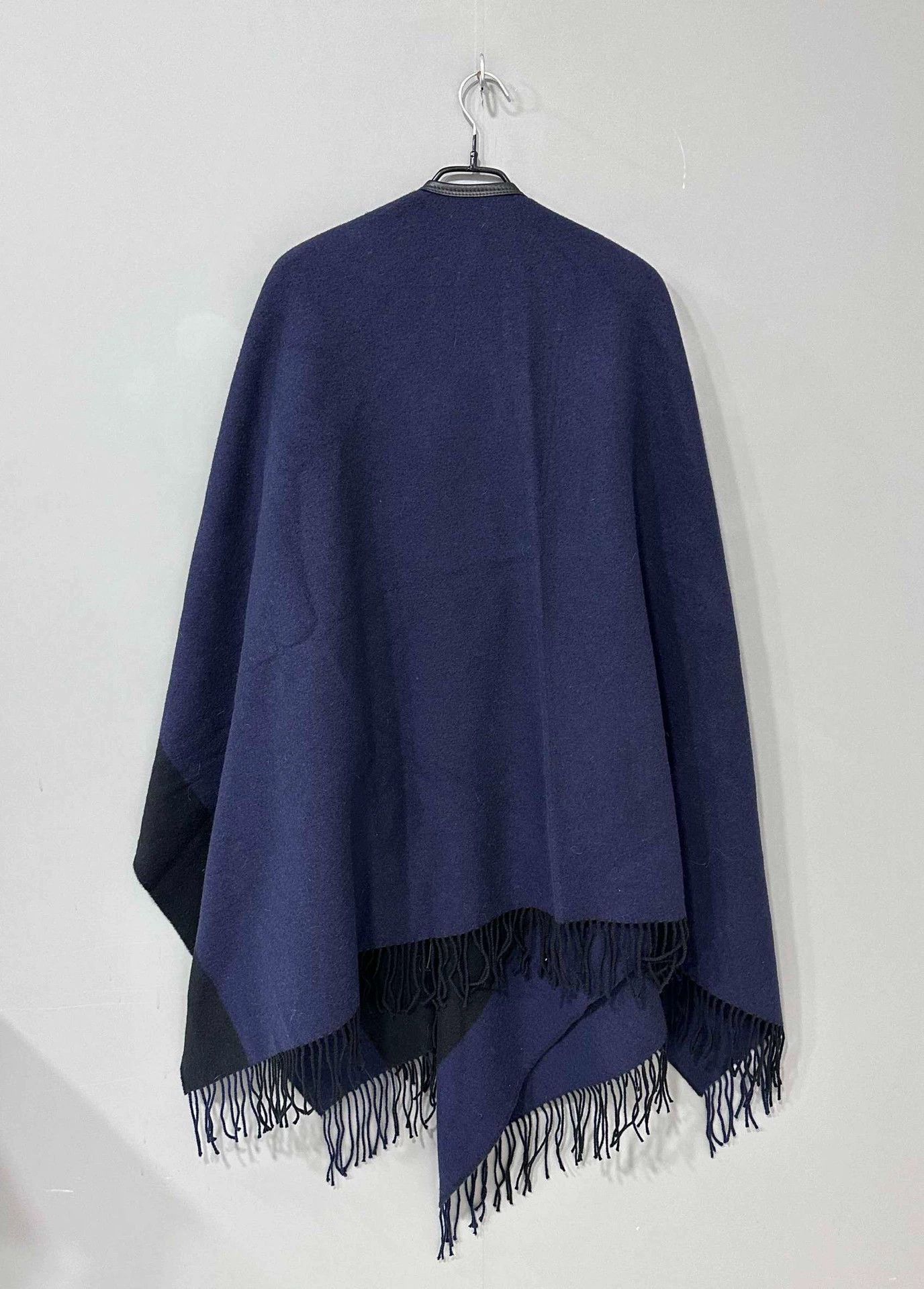 Hermes Hermes Blue Leather Trim Fringe Cape - dmc Size M / US 6-8 / IT 42-44 - 3 Thumbnail