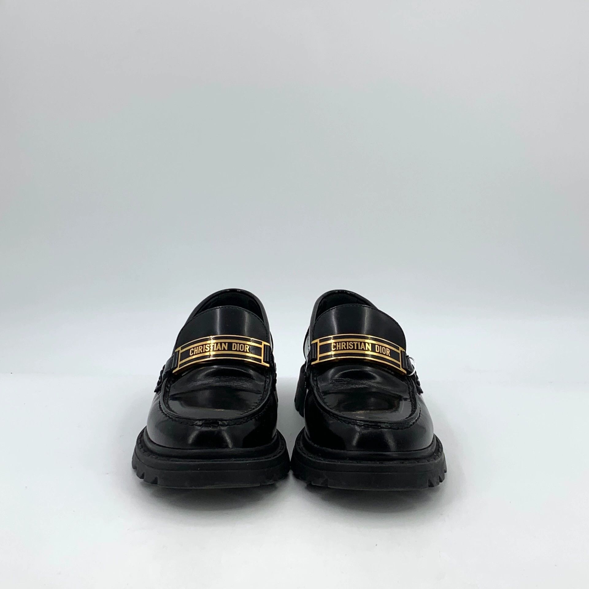 Dior Dior Black Leather Logo Loafers - dmc Size US 8 / IT 38 - 3 Thumbnail