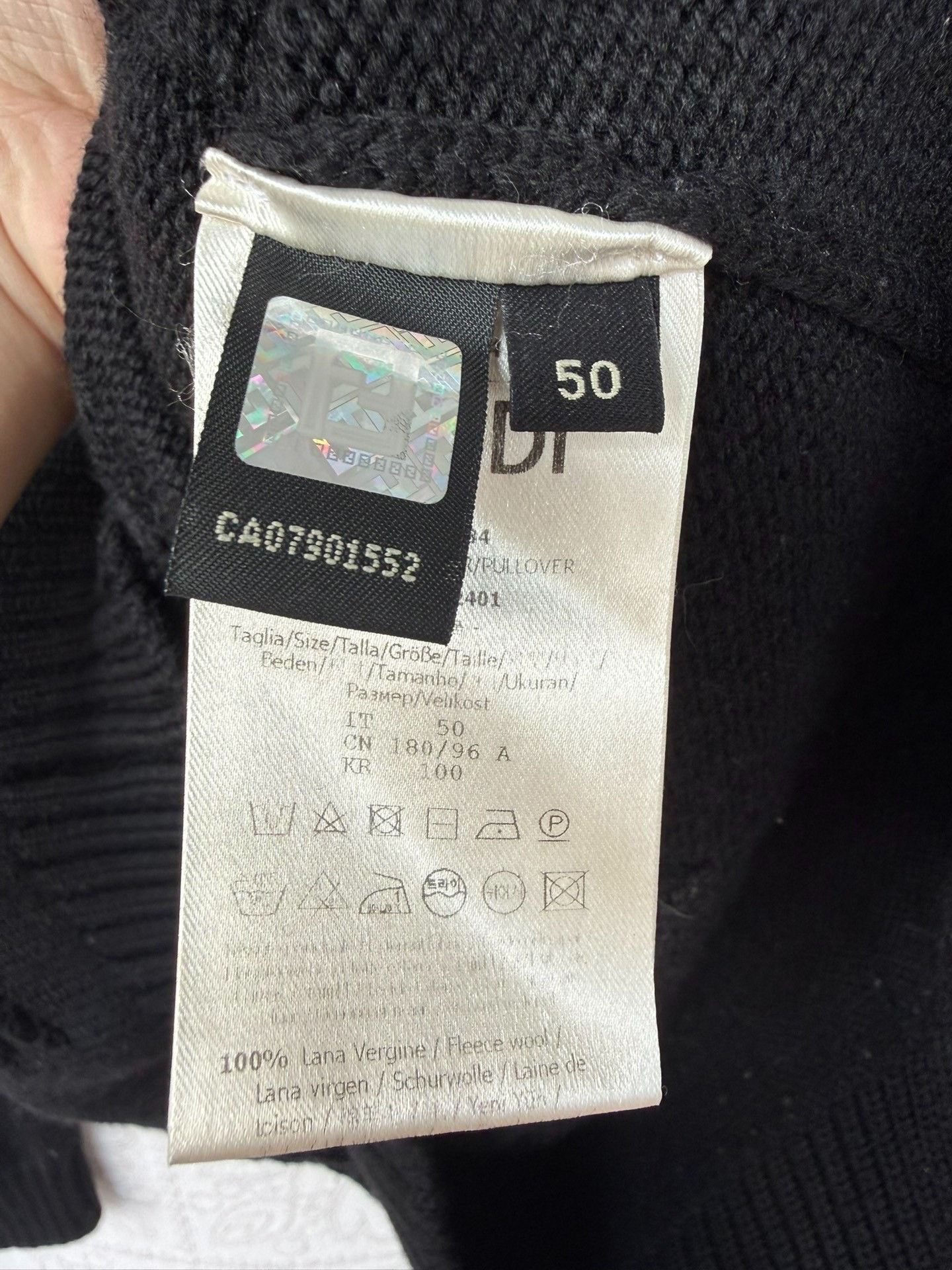 Fendi black Fendi wool sweater with logo print Size US L / EU 52-54 / 3 - 3 Thumbnail