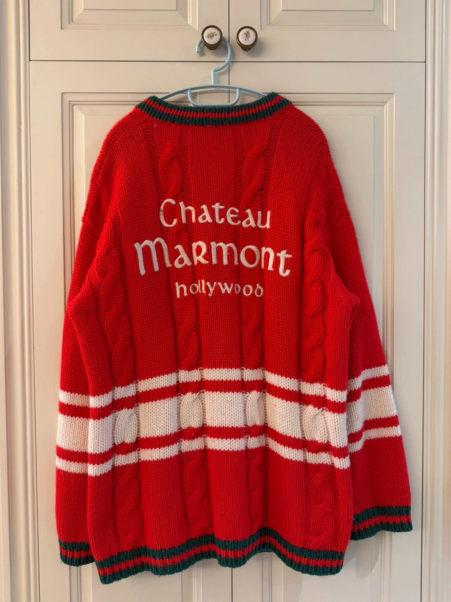 Gucci gucci slogan knit wool cardigan in red Size XS / US 0-2 / IT 36-38 - 2 Thumbnail