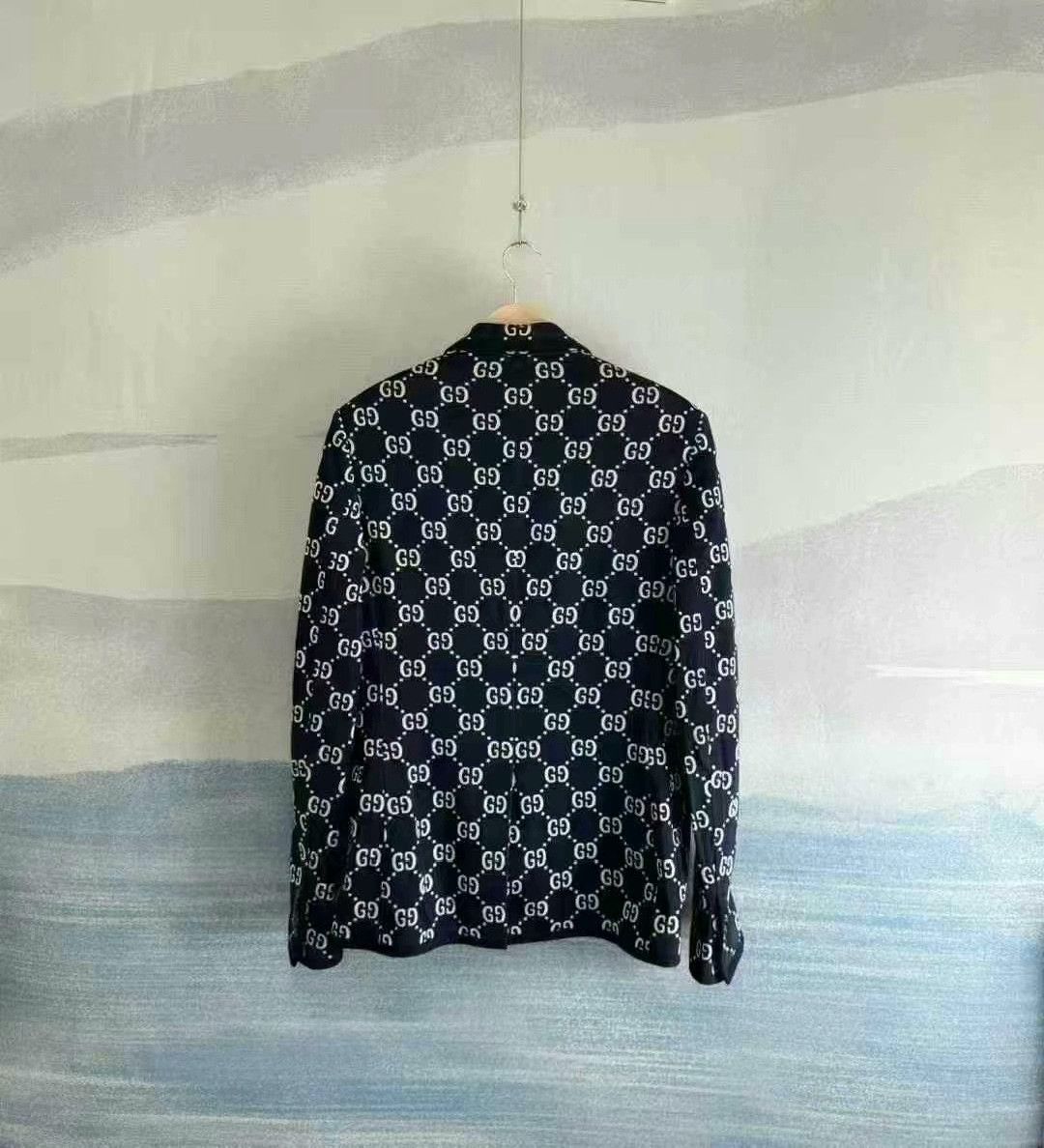 Gucci gucci navy patterned single-breasted blazer Size US M / EU 48-50 / 2 - 3 Thumbnail