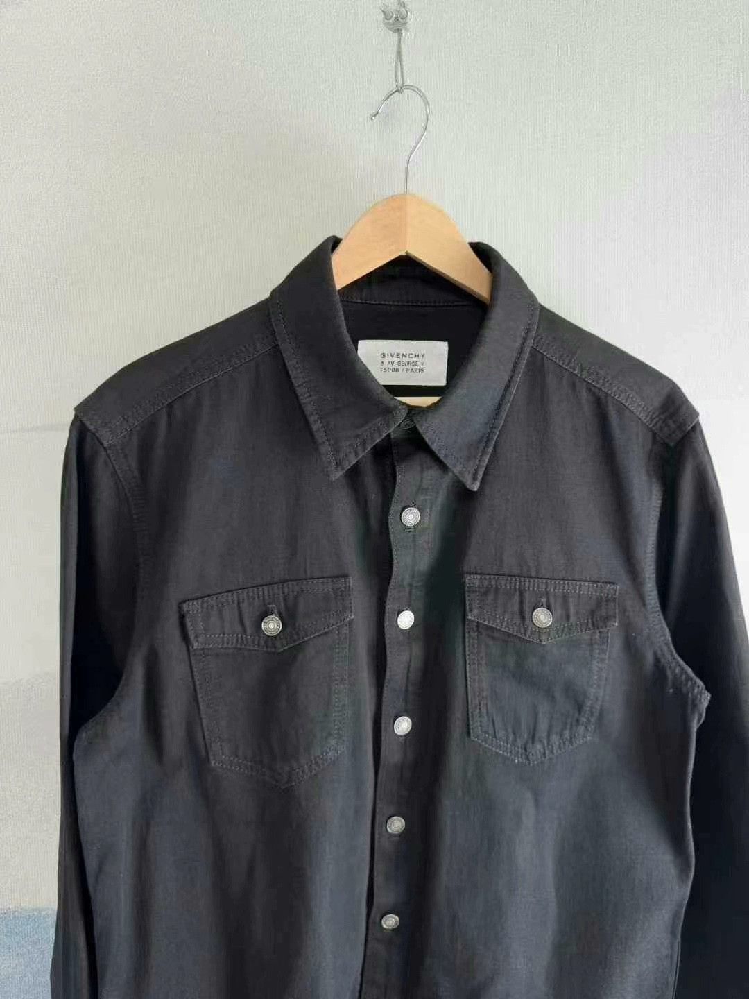 givenchy black rainbow embroidery denim shirt