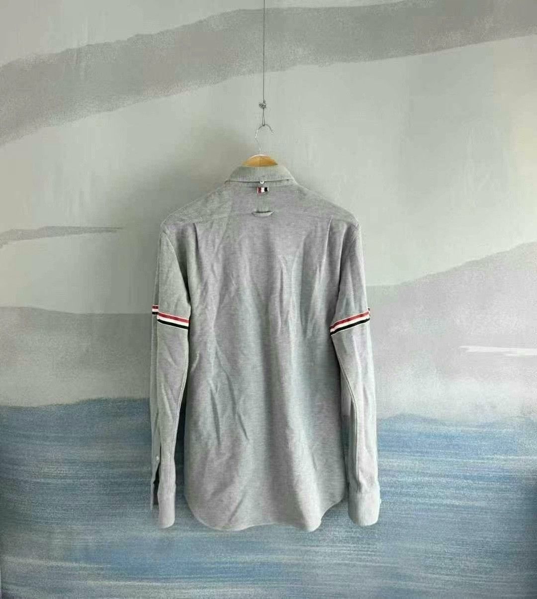Thom Browne gray striped knit shirt by Thom Browne Size US M / EU 48-50 / 2 - 3 Thumbnail