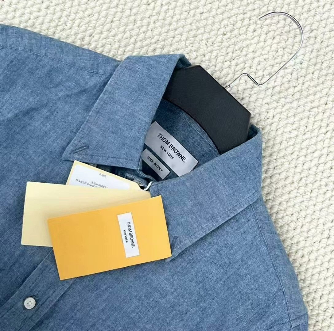 Thom Browne thom browne light blue striped button-up shirt Size US XS / EU 42 / 0 - 3 Thumbnail