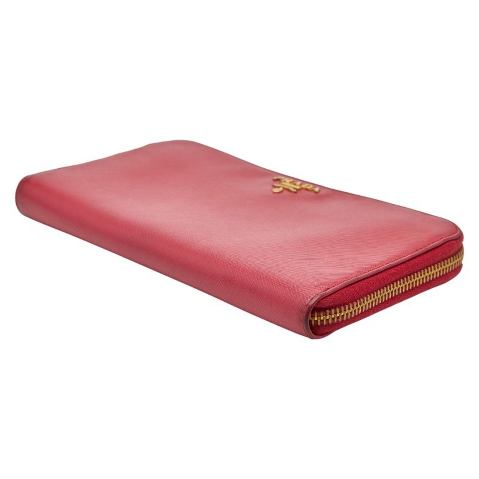 Prada Prada Logo Round Zip Long Wallet 1ML506 Pink Saffiano Leather Women's PRADA Size ONE SIZE - 4 Thumbnail