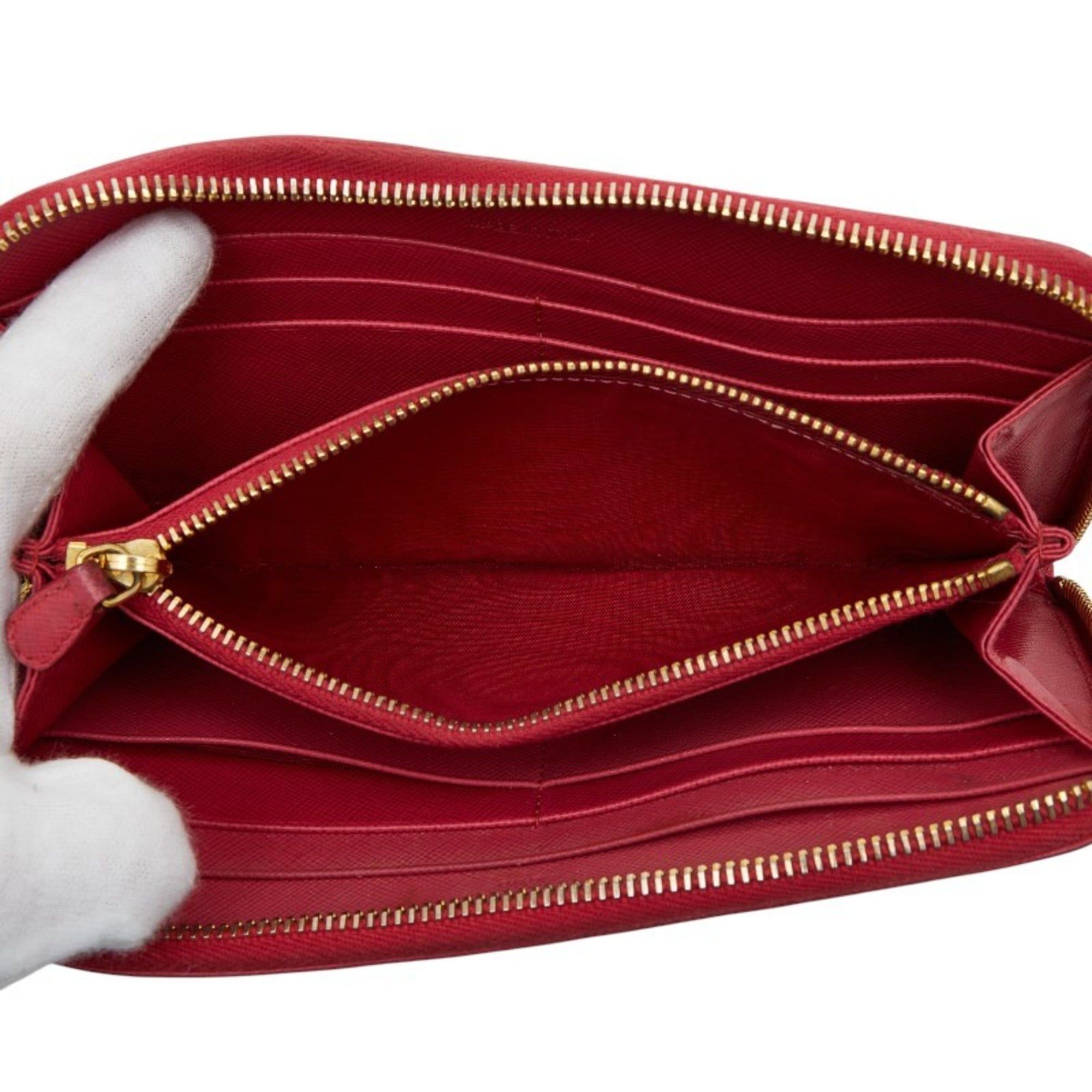 Prada Prada Logo Round Zip Long Wallet 1ML506 Pink Saffiano Leather Women's PRADA Size ONE SIZE - 6 Thumbnail