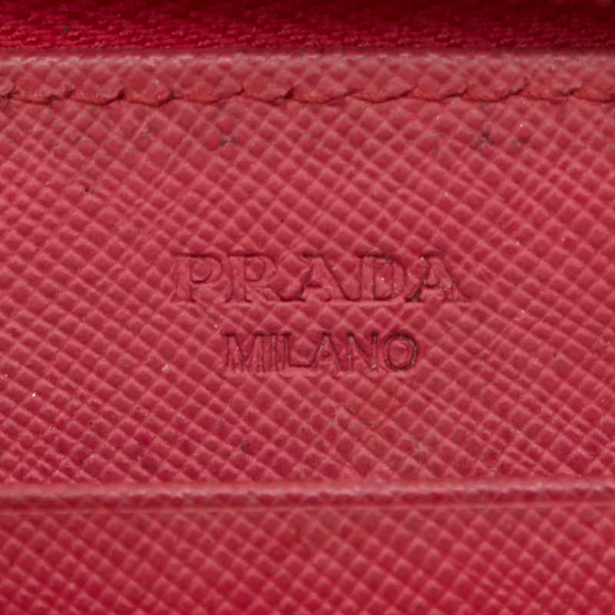 Prada Prada Logo Round Zip Long Wallet 1ML506 Pink Saffiano Leather Women's PRADA Size ONE SIZE - 7 Thumbnail