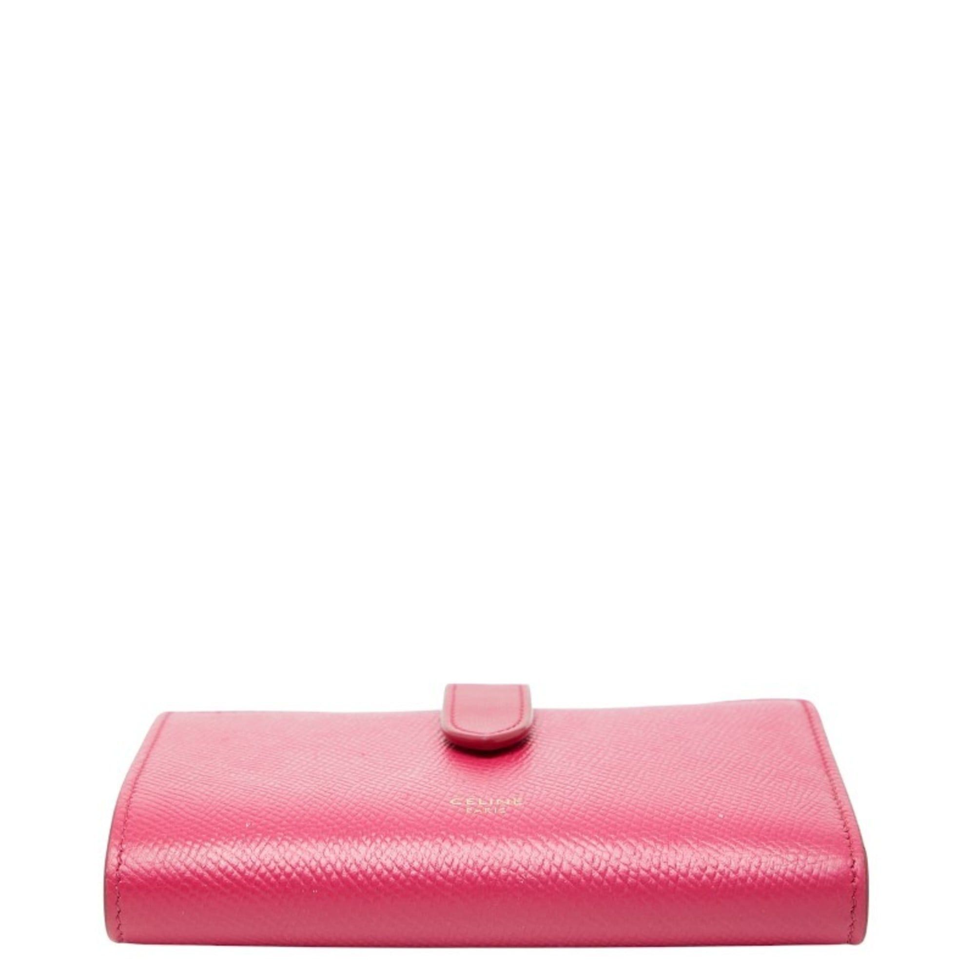 Celine Celine Strap Wallet Bifold Pink Leather Women's CELINE Size ONE SIZE - 3 Thumbnail