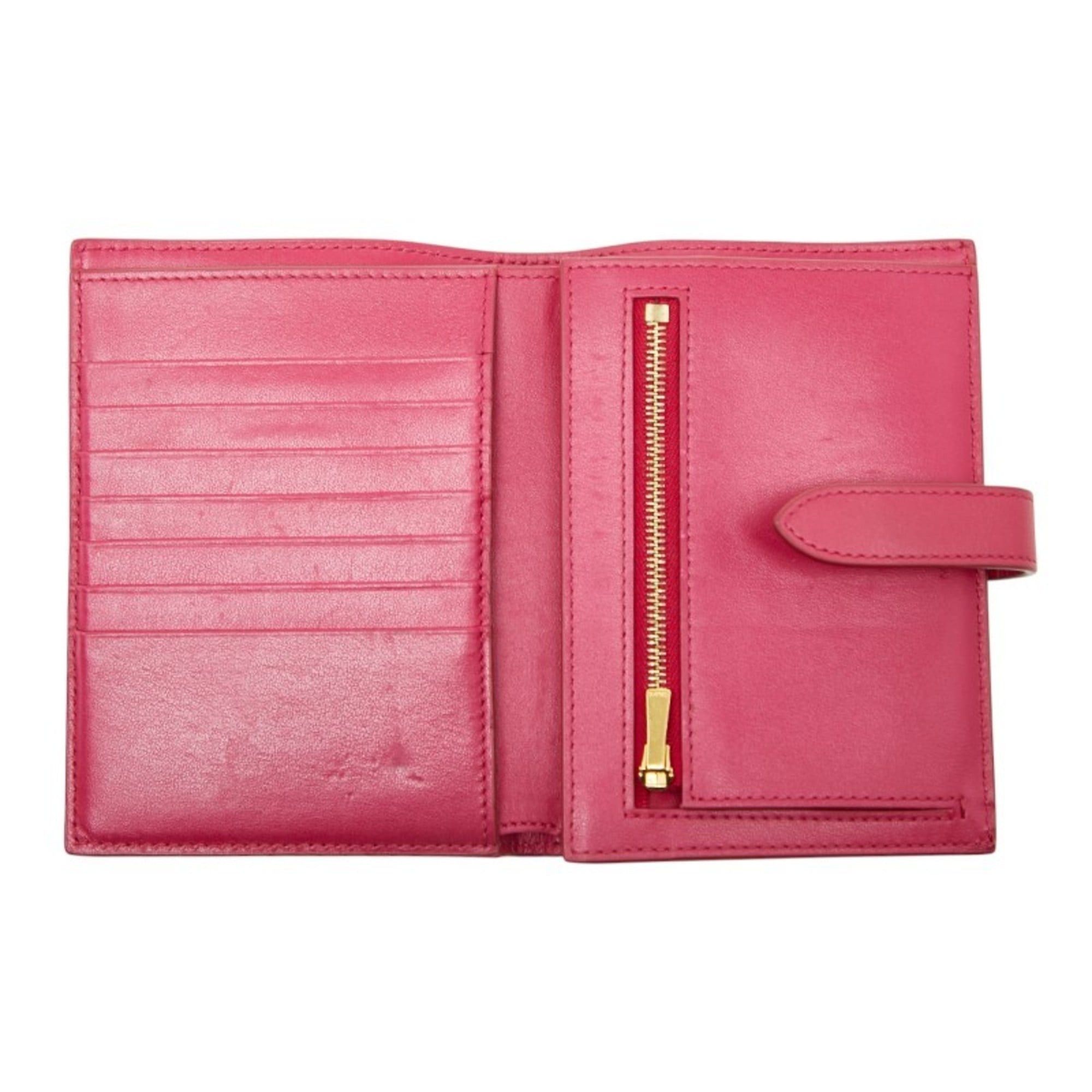 Celine Celine Strap Wallet Bifold Pink Leather Women's CELINE Size ONE SIZE - 9 Thumbnail