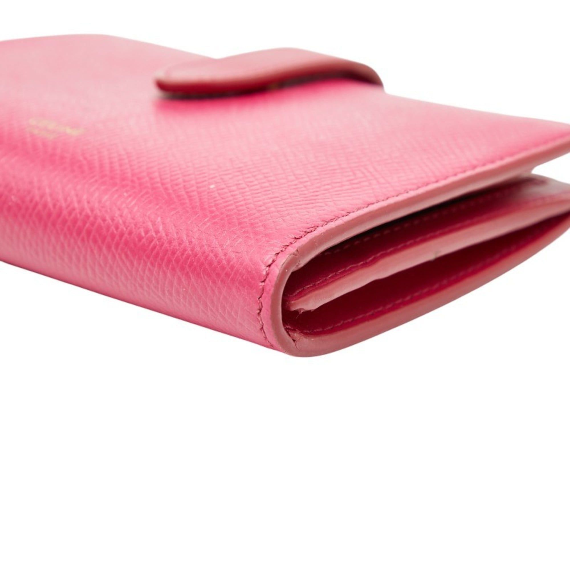 Celine Celine Strap Wallet Bifold Pink Leather Women's CELINE Size ONE SIZE - 4 Thumbnail