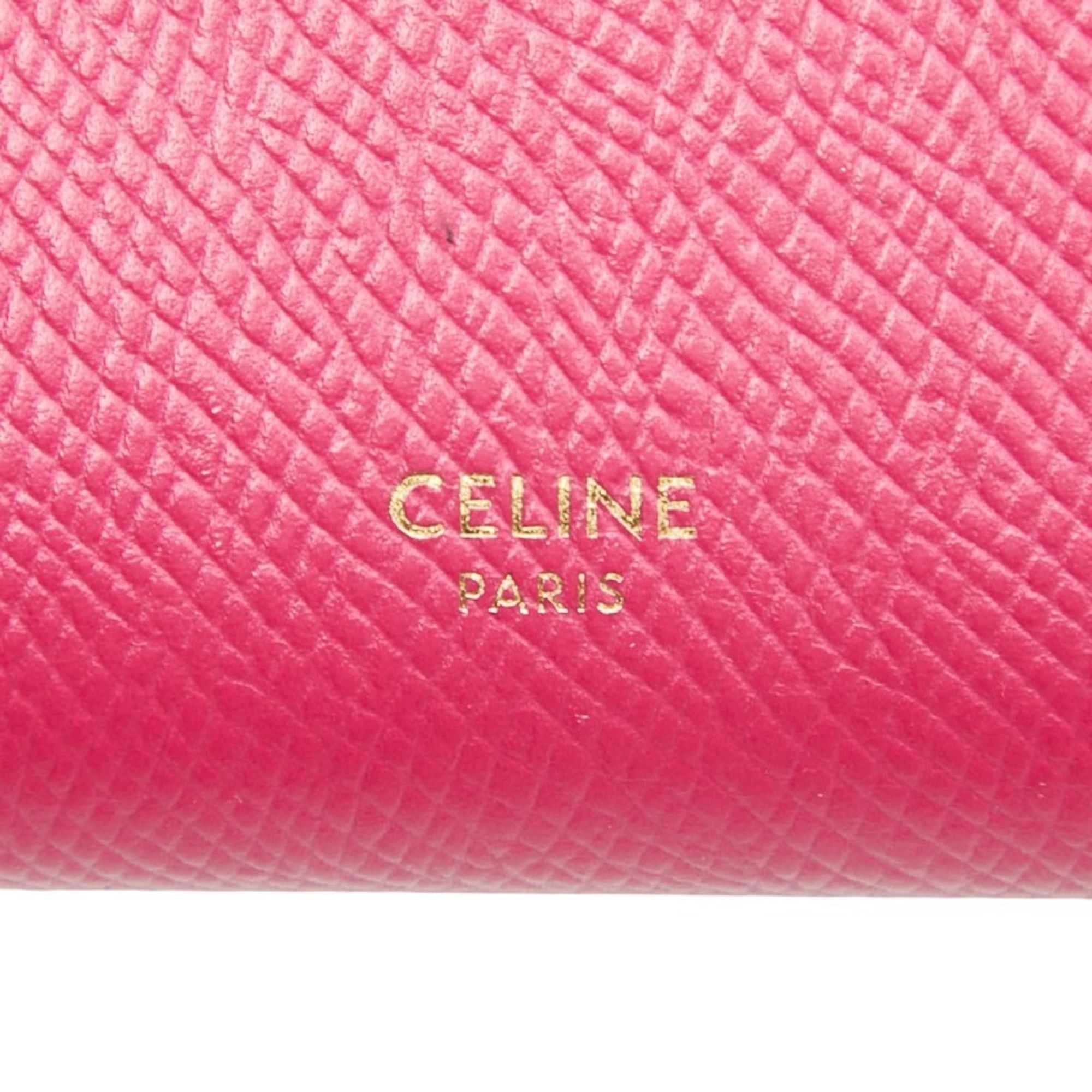 Celine Celine Strap Wallet Bifold Pink Leather Women's CELINE Size ONE SIZE - 10 Thumbnail