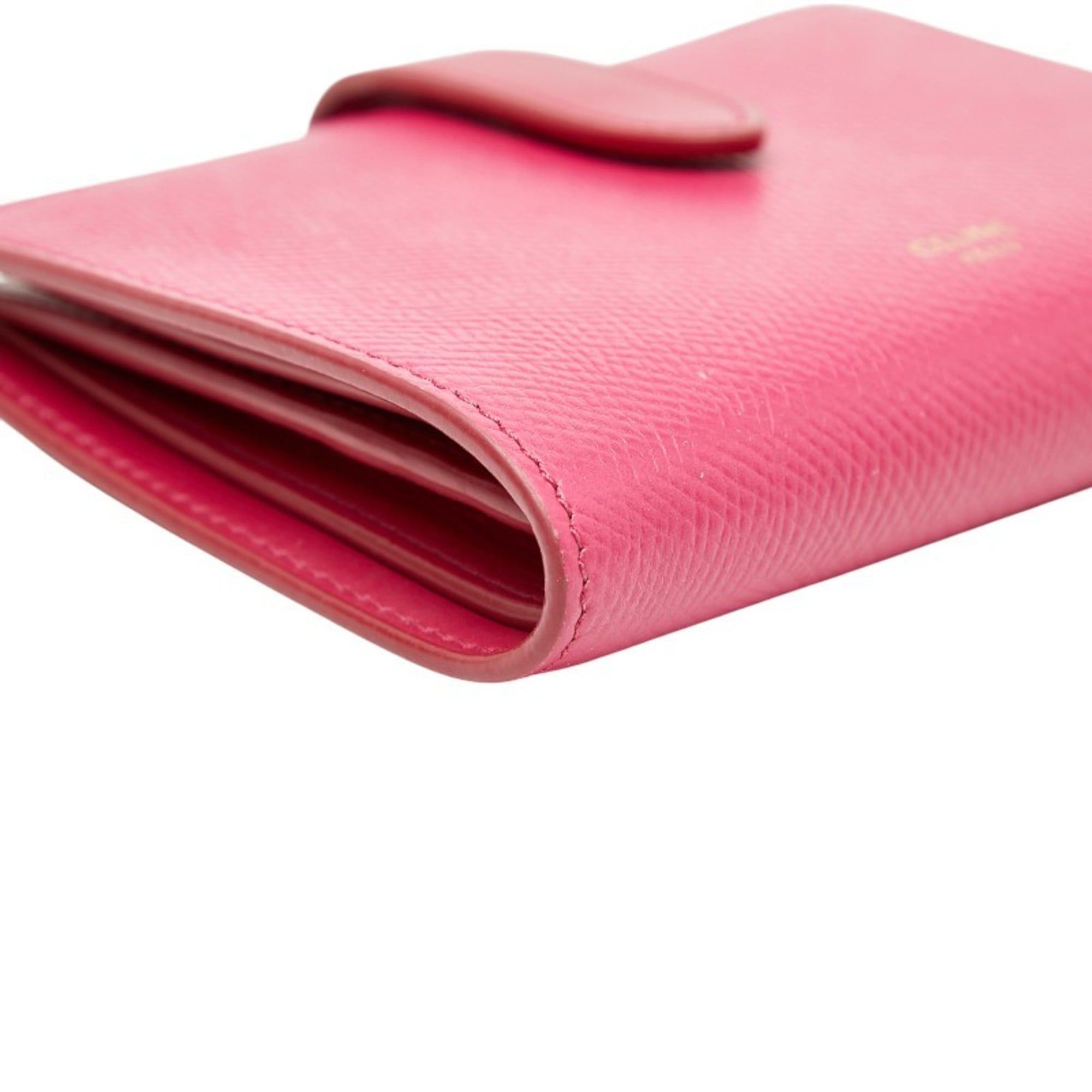 Celine Celine Strap Wallet Bifold Pink Leather Women's CELINE Size ONE SIZE - 5 Thumbnail